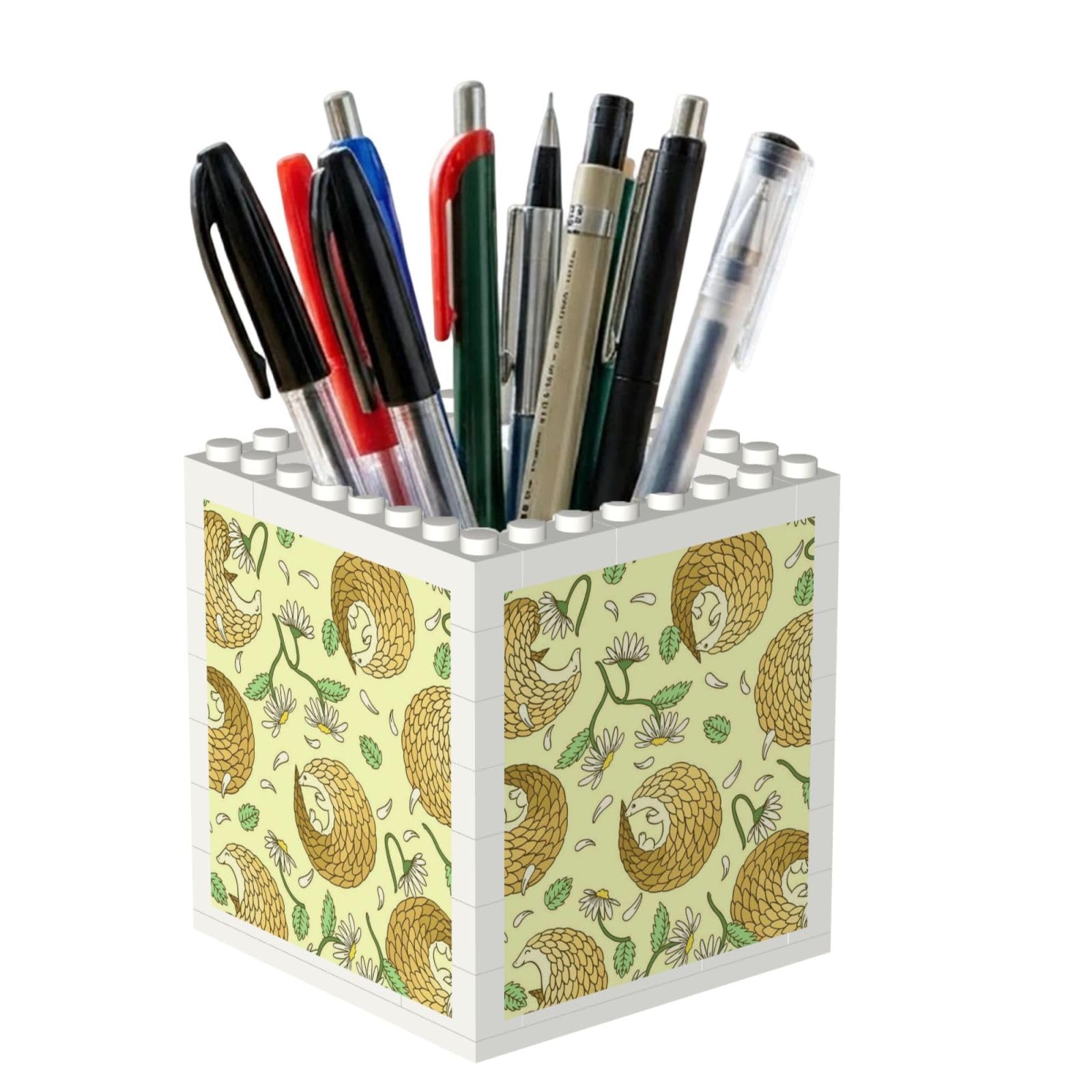 Poadnly Pangolins And Daisies, Pen Pot Pencil Holder for Office Home School, Compact Desk Organiser for Office Stationery
