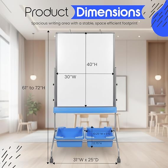 LUXOR Classroom Chart Stand with Storage Bins
