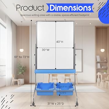 LUXOR Classroom Chart Stand with Storage Bins