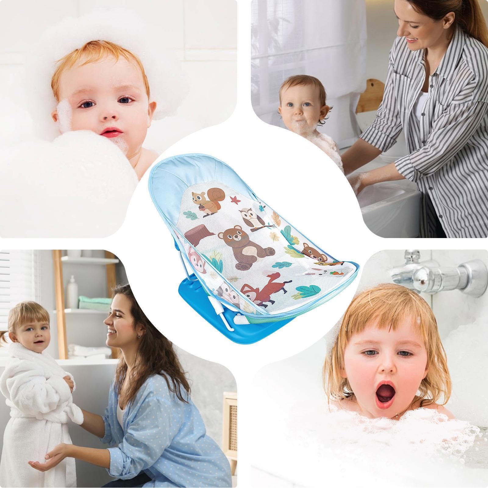 Seggiolino Da Bagno Pieghevole Per Bambini Seduta Pieghevole Per Bagno | Vaschetta da Bagno Supporto Pieghevole Vasca Neonato, Seggiolino Da Bagno , Rete Supporto Doccia Vasca, Per Famiglia E