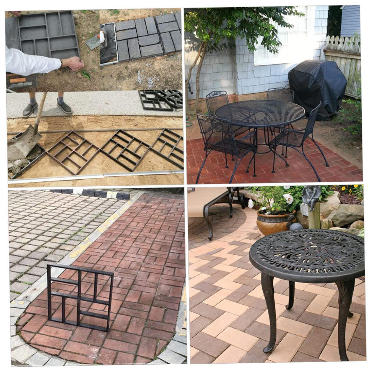Gatuida Stampo Design Artistico per 8 Scomparti Nero per Pavimentazione in Plastica per Vialetti e Giardini, per Appassionati di Giardinaggio e Creazione di Percorsi
