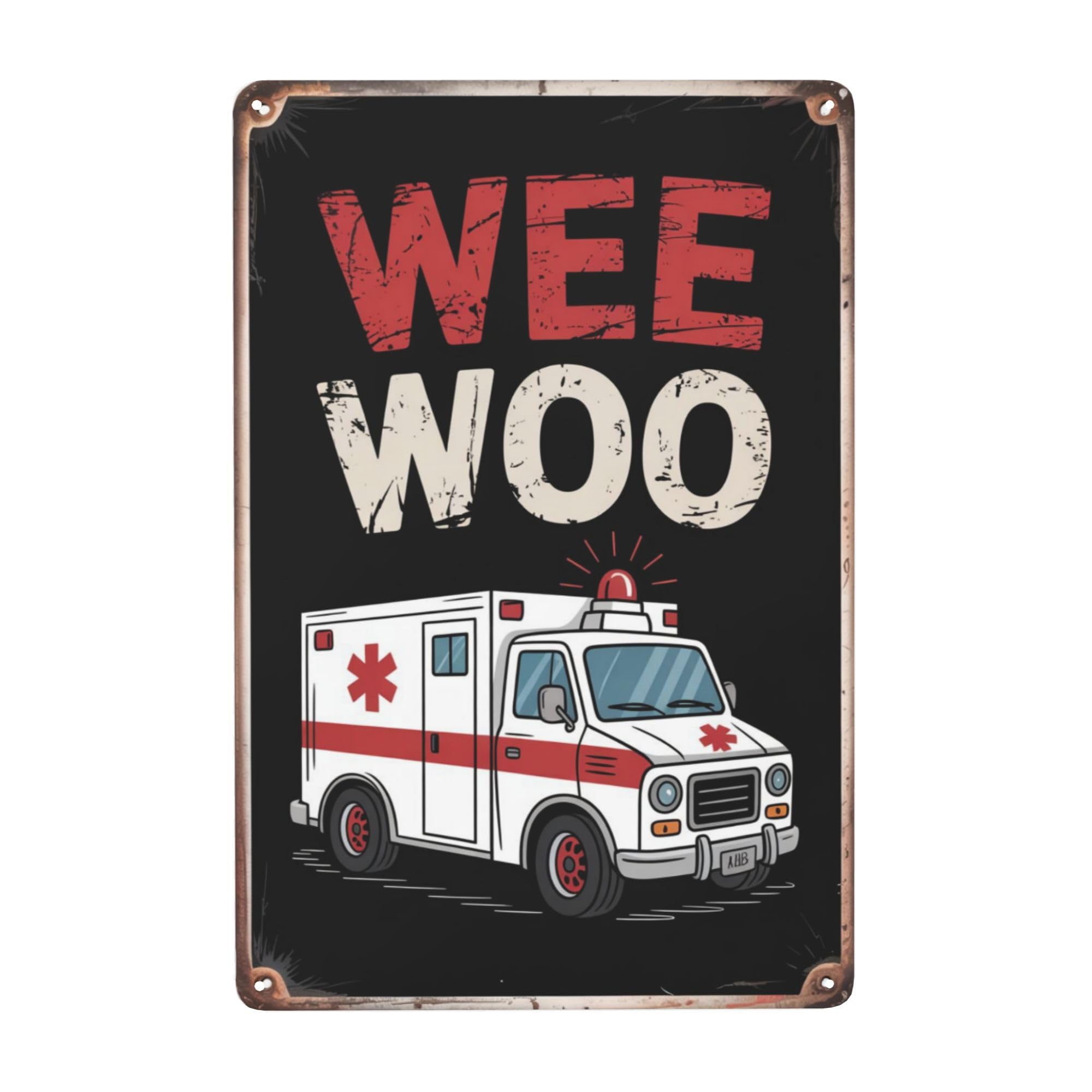 Plaque en métal vintage Ambulance Amr pour animer une salle de jeux dynamique