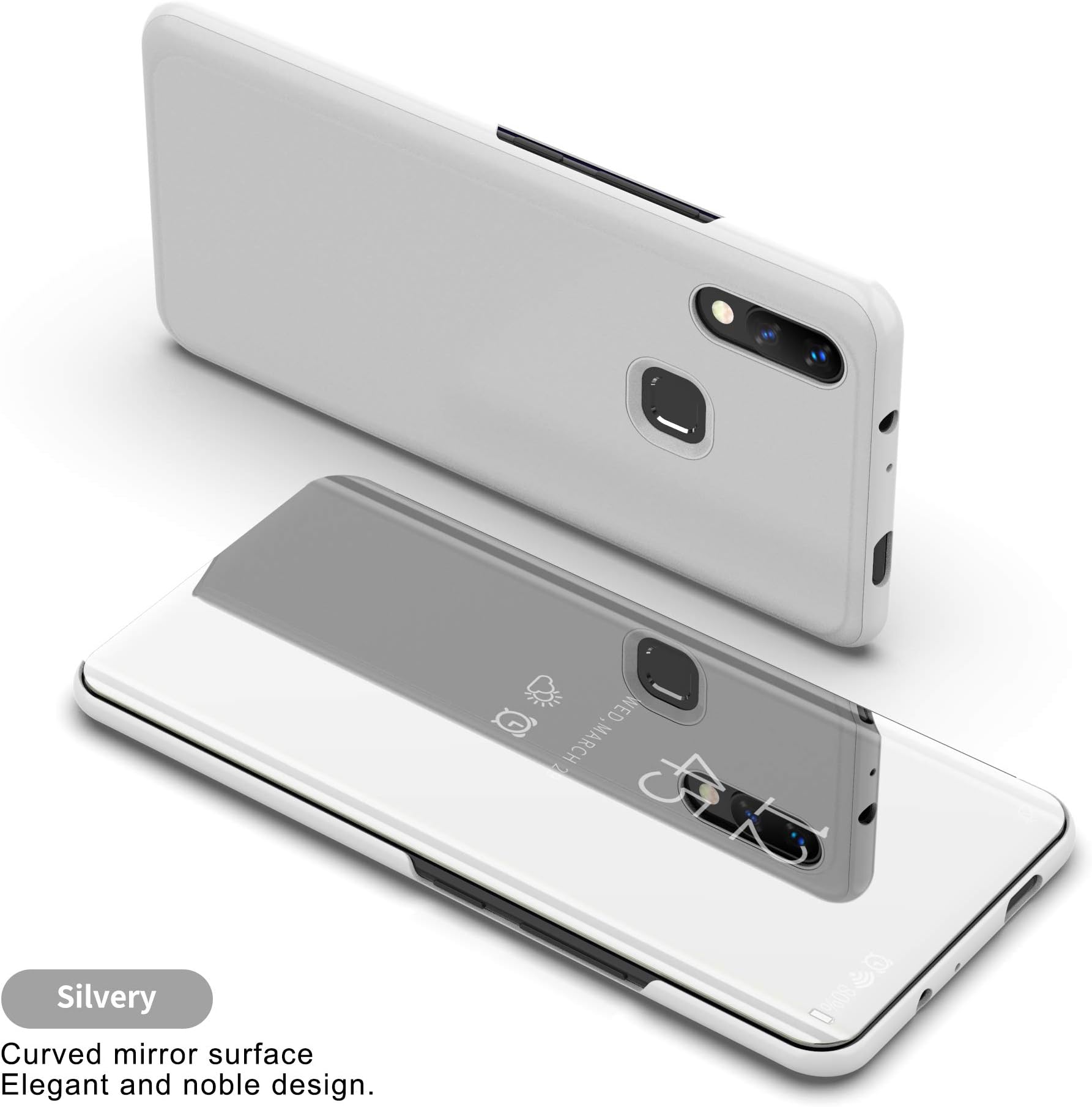 COVO Case for Honor 8X MAX Case Smart Mirror Cover Sleep flip leather Case Smart leather case Protective cover for Honor 8X MAX (Silver)