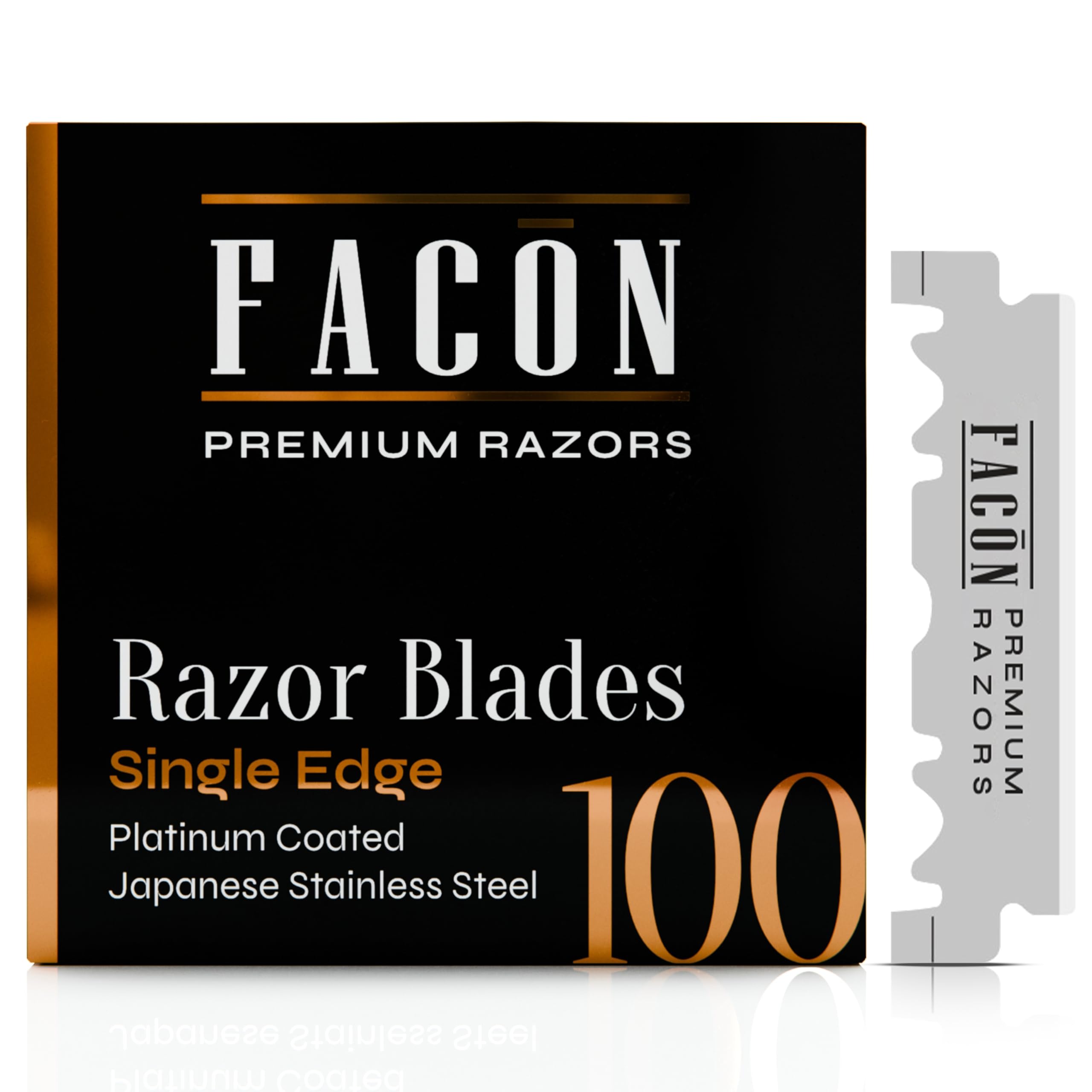 FACON 100Ã‚ FacÃƒ³n Platinum Japanese Stainless Steel Single Edge Razor Blades for Professional Barber Straight Razor - 200+ Shaves