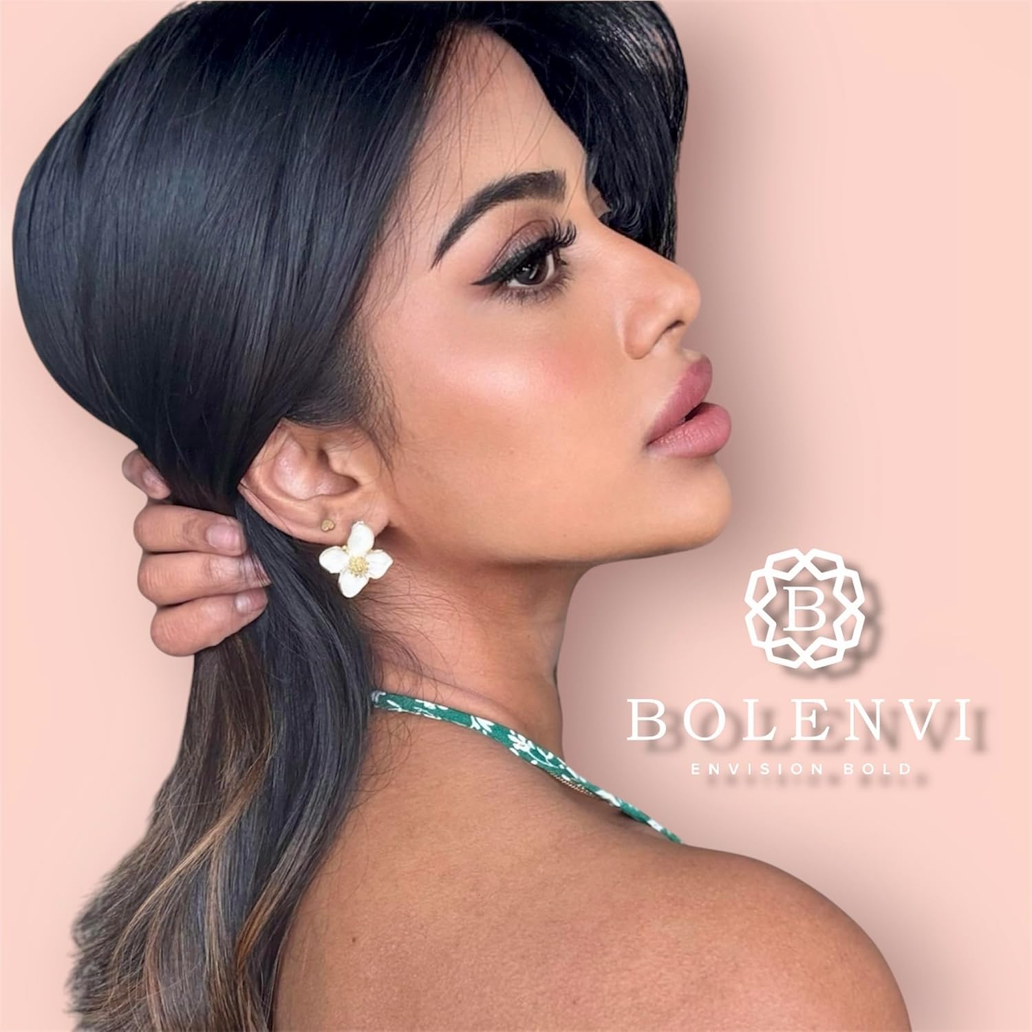 Designer White Hibiscus Flower Stud Earrings Jewelry For Her - Influencer Collection