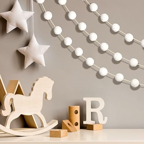 Miniatura 5 de Tegeme 4 piezas guirnalda de pompones de fieltro con bolas, decoración del árbol de Navidad, pancarta colgante para el hogar, adornos de bolas de