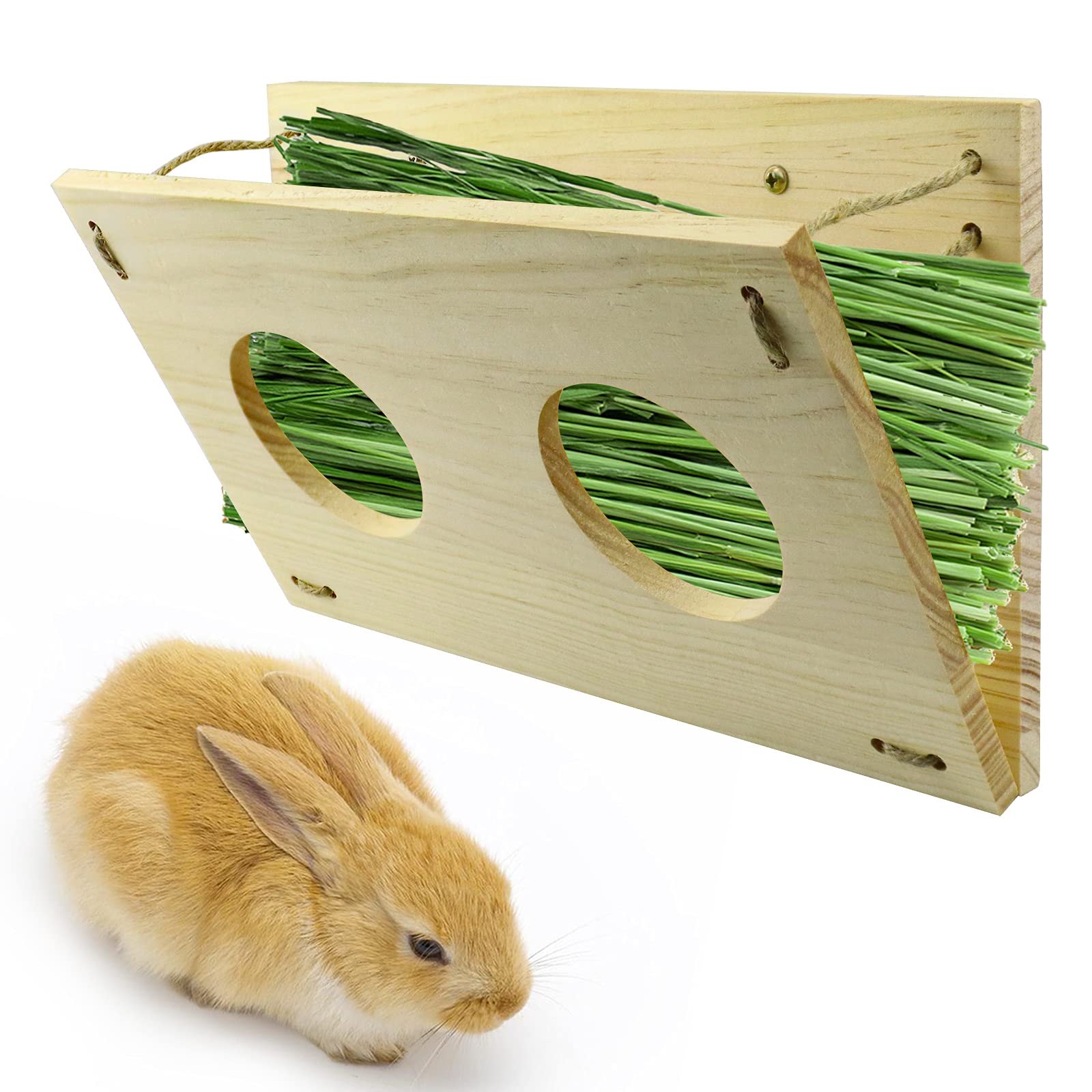 Buy Rabbit Hay Feeder Standing Hay Dispenser for Cage Wooden Hay Rack