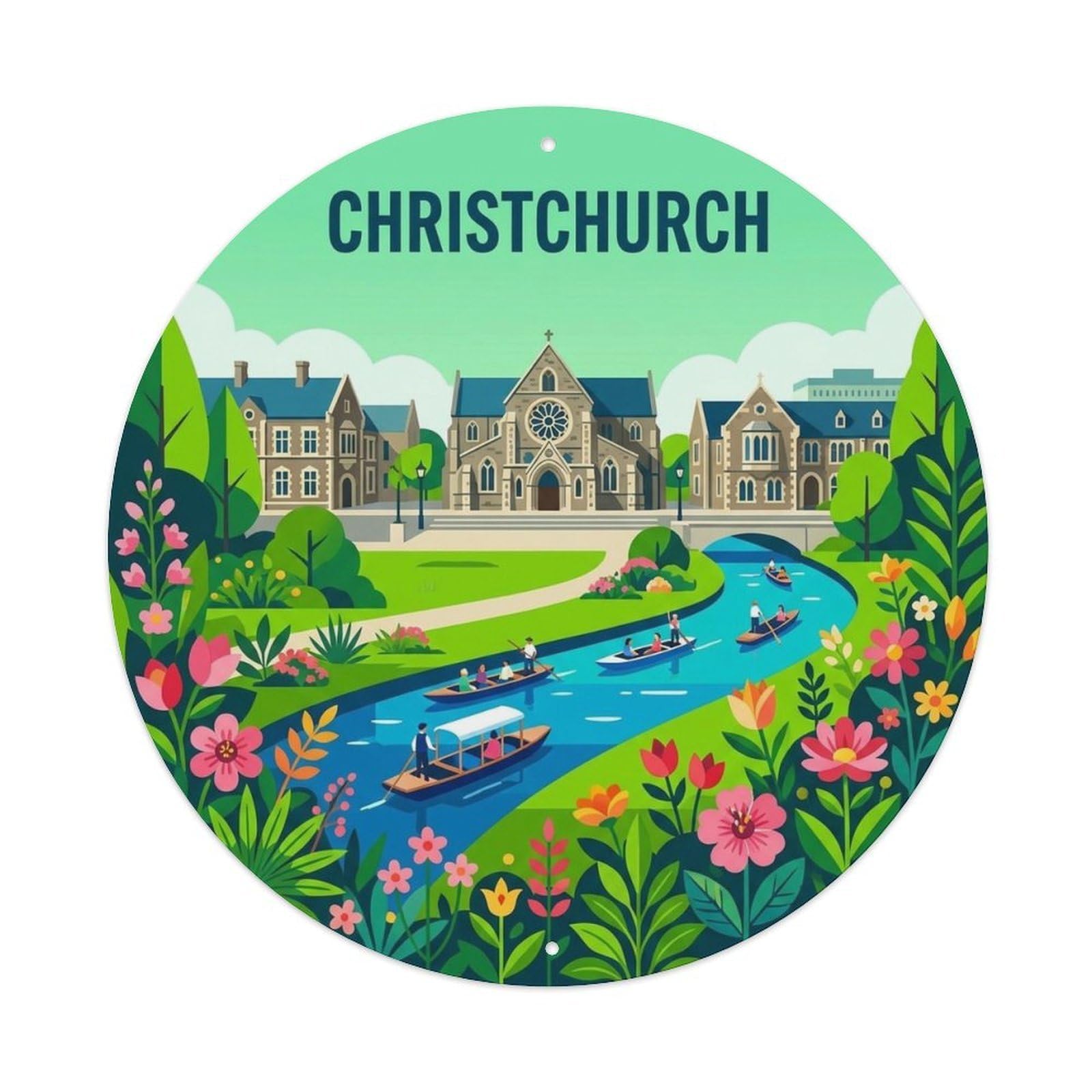 Olyhtr 8X8inch Classic Style Christchurch New Zealand Travel Mountain Coast Metal Tin Sign