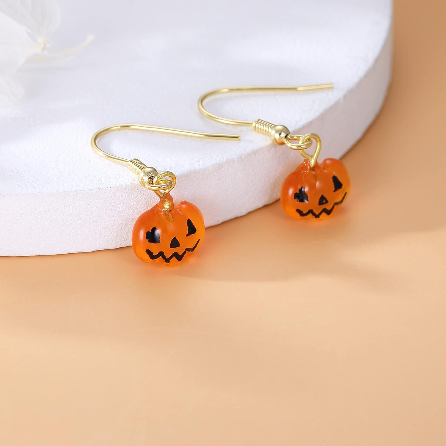 Reffeer Solid 925 Sterling Silver Halloween Pumpkin Drop Earrings for Women Teens Tiny Pumpkin Drop Earrings Hook Studs - Image 5