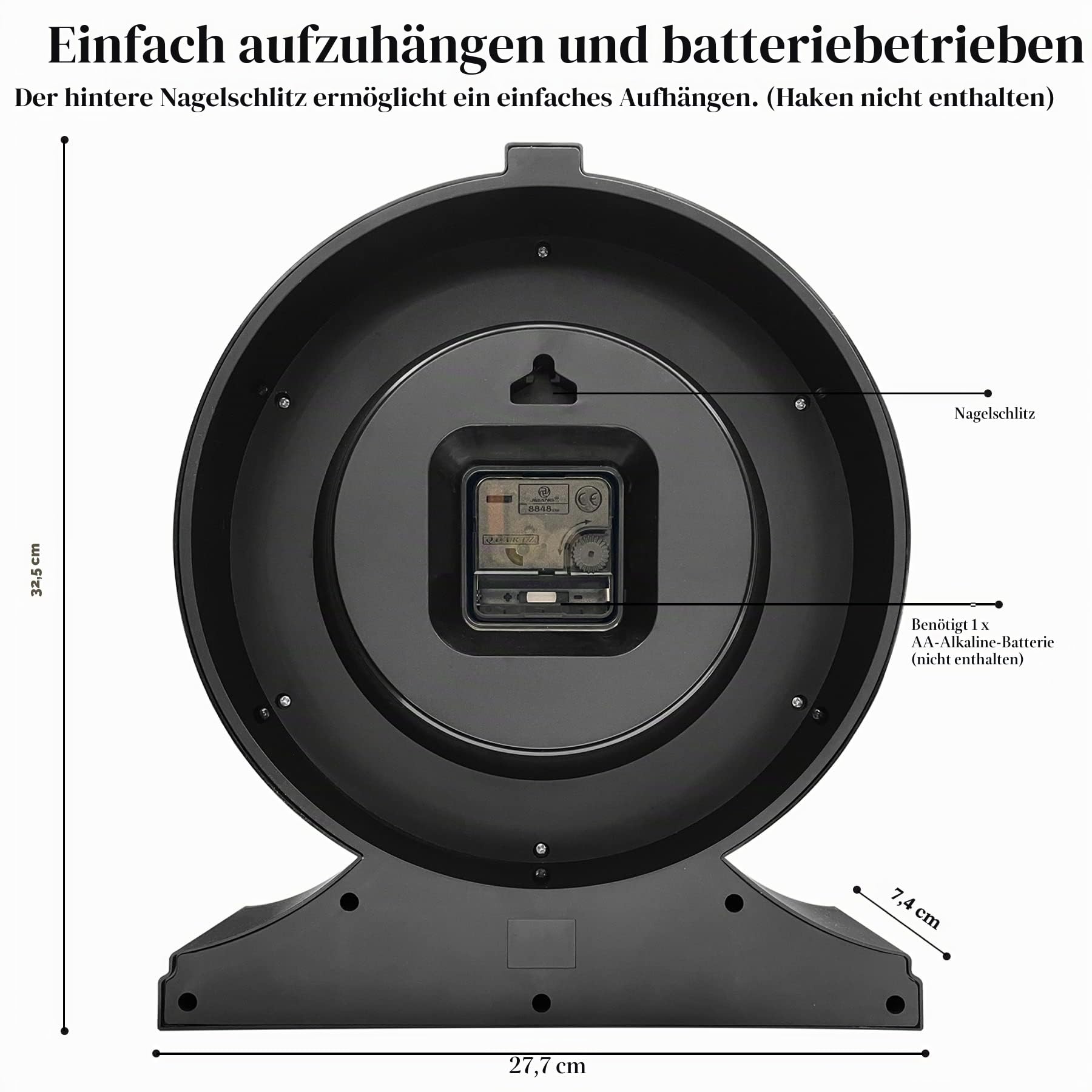 AYRELY® Vintage Tischuhr – Lautlos ohne Ticken, 10-Zoll-Zifferblatt, Retro-Kaminuhr für Wohnzimmer, Schlafzimmer, Regal, Kamin & Landhausstil, gut lesbar