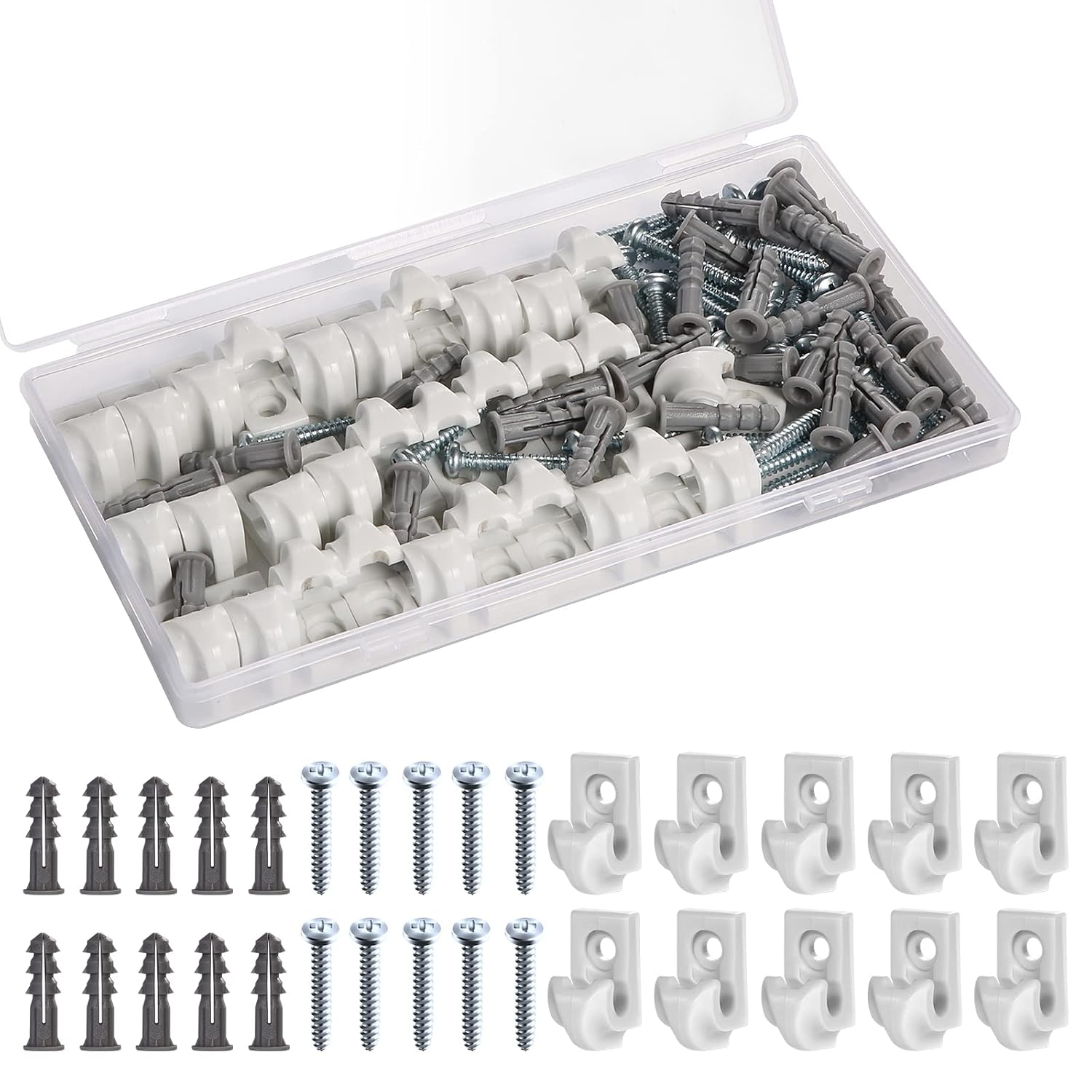 30pcs Wire Shelf Wall Clips, Plastic Shelf Clips White Down Wall Clip