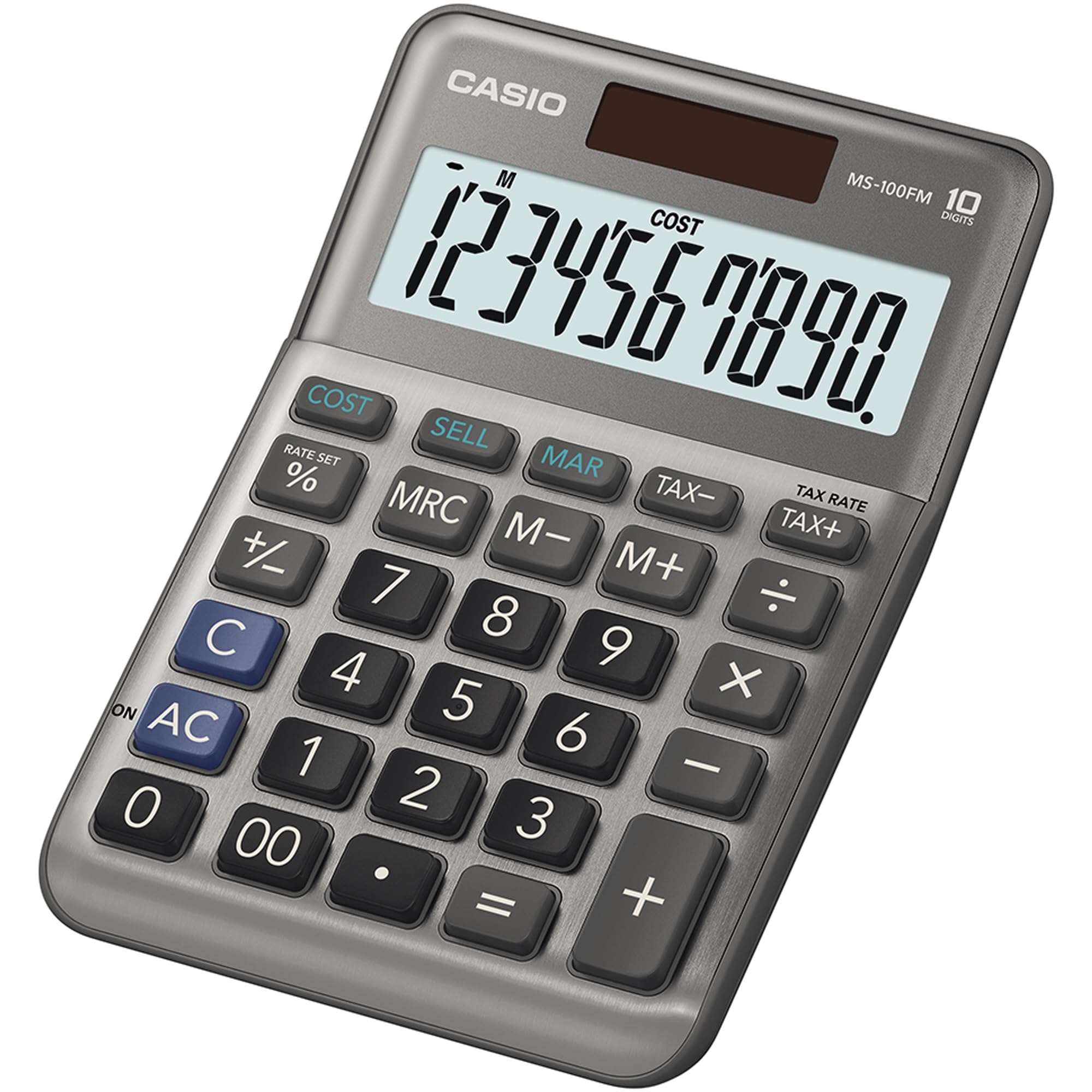 Casio MS-100FM 10 Digit Desktop Calculator Silver MS-100FM-WA-UP