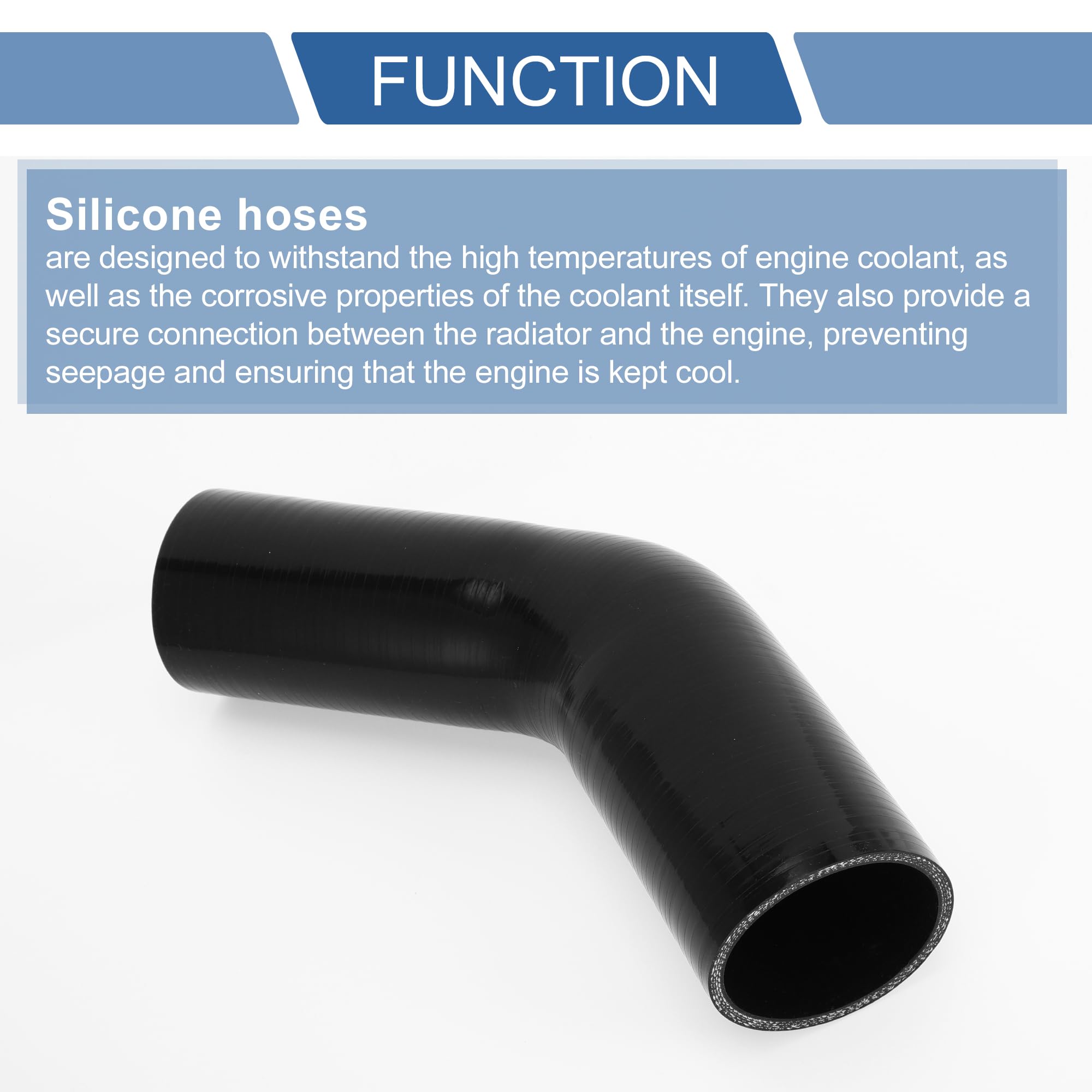 A ABSOPRO Tubo In Silicone Nero 1 Pz Per Auto ID 63-70mm | Nero, 5mm Spessore, -60°C~300°C, 1Mpa, Per Liquido Raffreddamento/Olio/Freni/Antigelo, Tessuto Intrecciato Multiplo