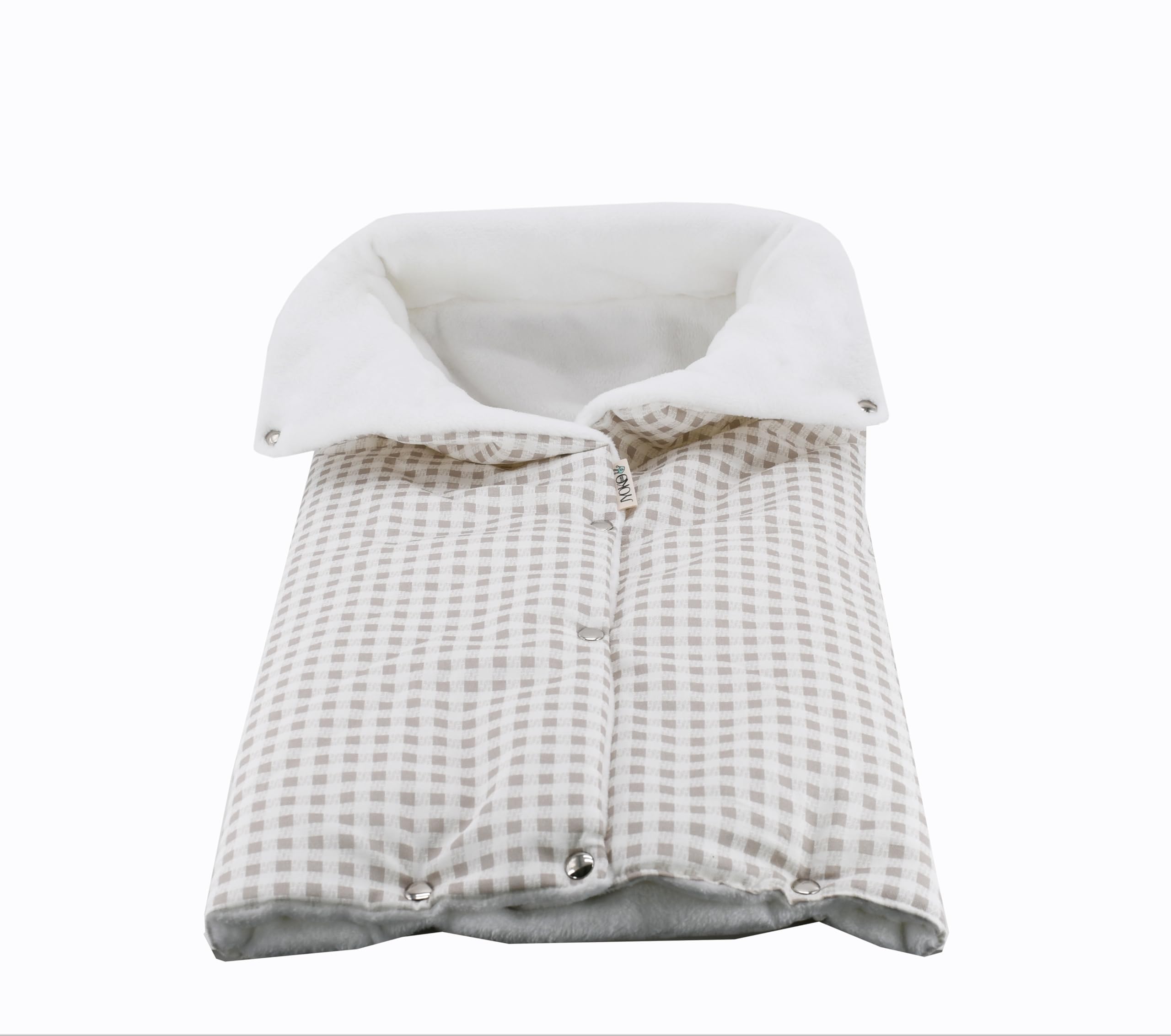 JYOKO Kids Saco Capazo para Bebé de Polar Teddy Extra Suave – Confort y Calidez para Paseo – Compatible con Capazos Universales – Diseñado y Confeccionado en Barcelona (Gold Vichy, Polar)