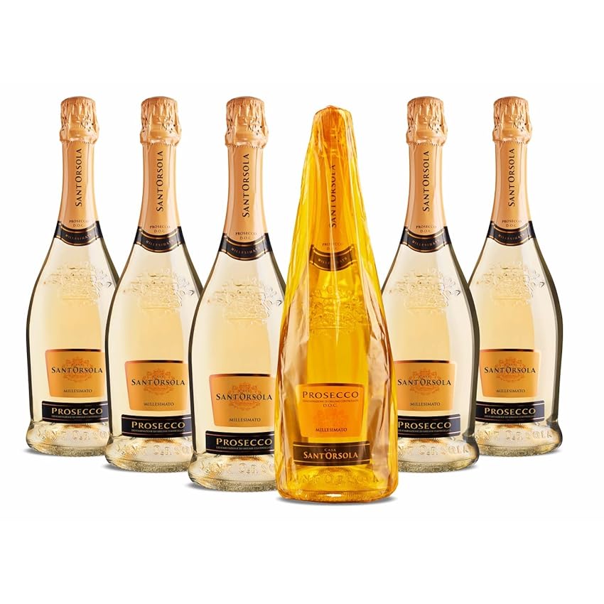 Sant'Orsola - Prosecco D.O.C. Millesimato Extra Dry, da Uva Glera, Gusto Fresco con Note Fruttate, 6x750 ml