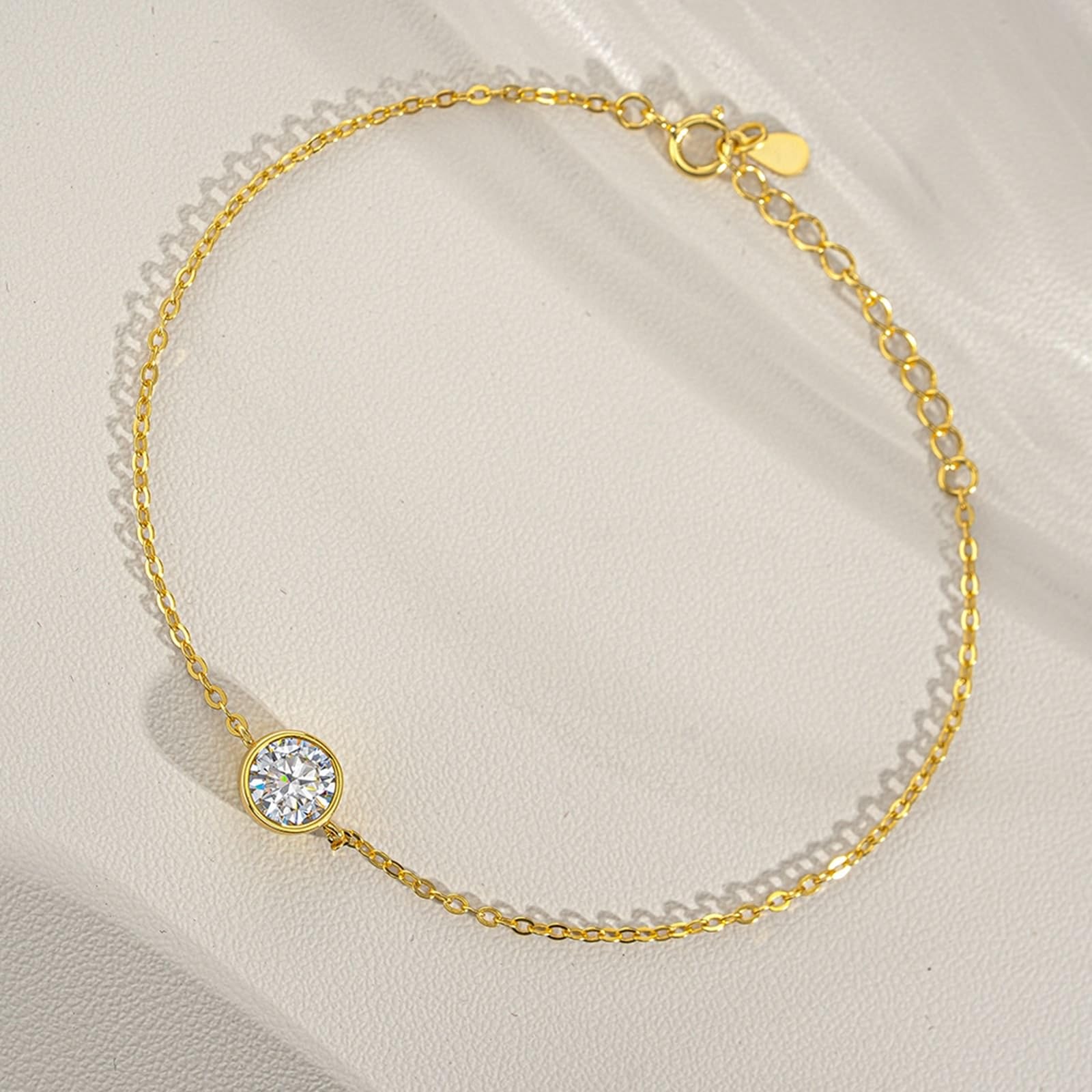 Pulseras de mujer de oro Au 375/585/750, clásico brazalete pequeño para mujer con laboratorio creado con diamante de joyería auténtica, brazalete de oro amarillo de 9 K/14 K/18 K