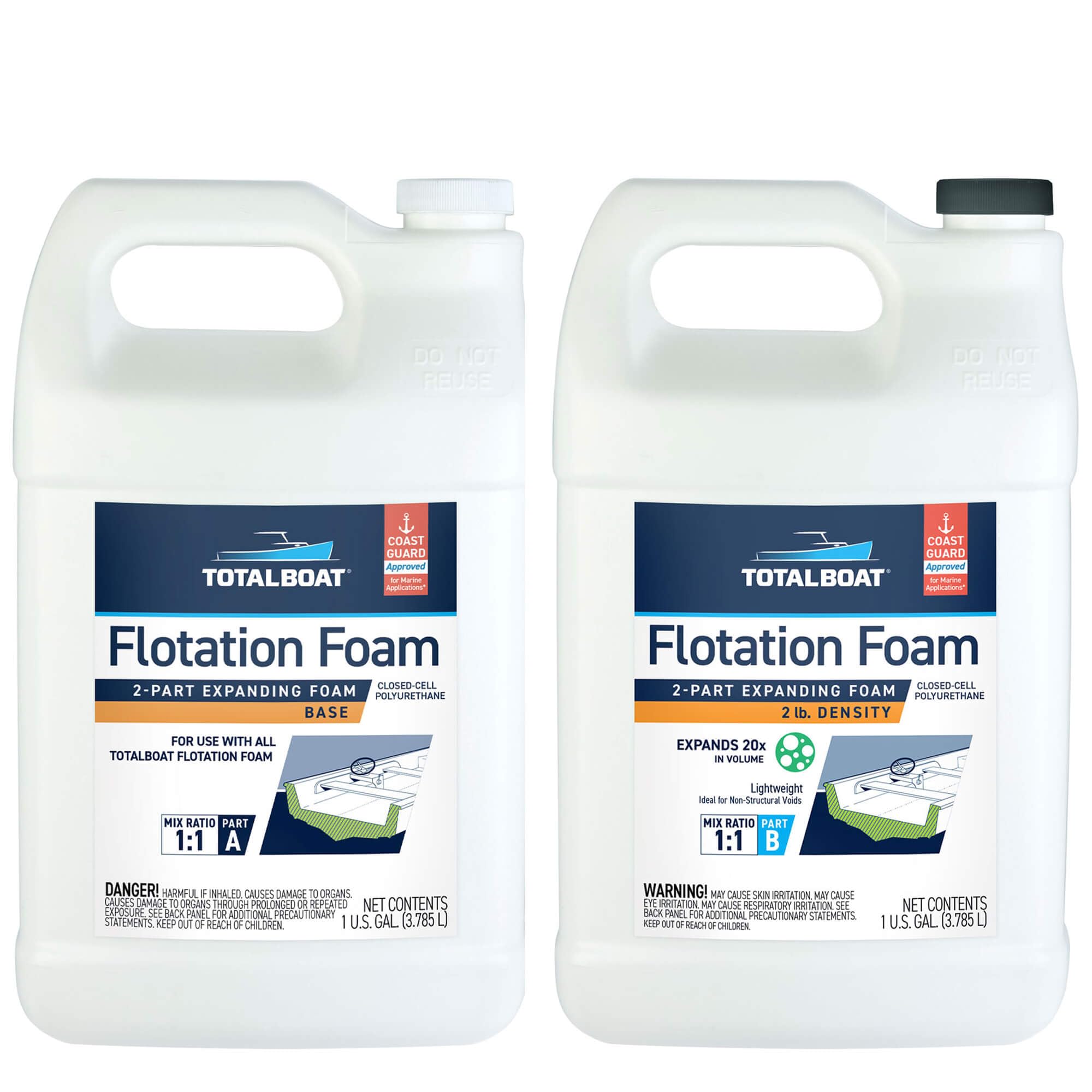 TotalBoat Liquid Urethane Foam Kit 2 Lb Density, Closed Cell for Flotation & Insulation (2 Gallon Kit)