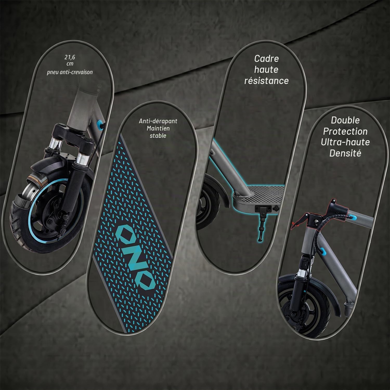 QnQ Trottinette Électrique Pliable | Moteur 350W Pointe | Vitesse Max 25km/h | Pneus Cellulaires Anti-Crevaison 8.5'' | Suspension Double Élastomère | Charge Max 120kg