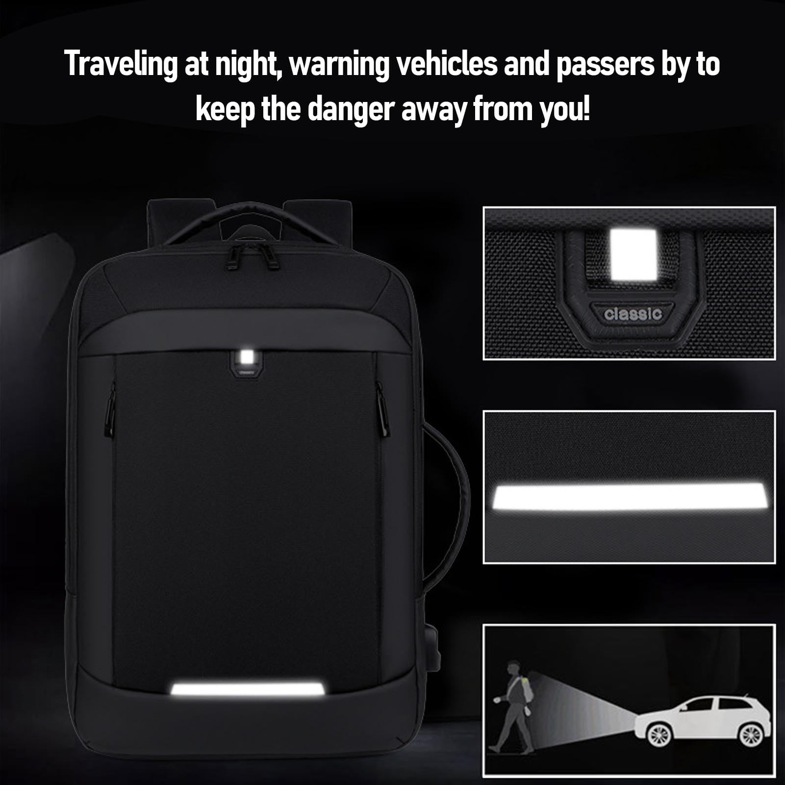 Zaino, Zaino per Laptop Impermeabile Multifunzionale Espandibile da 20-35 Litri con Porta di Ricarica USB per gli Spostamenti in Viaggio