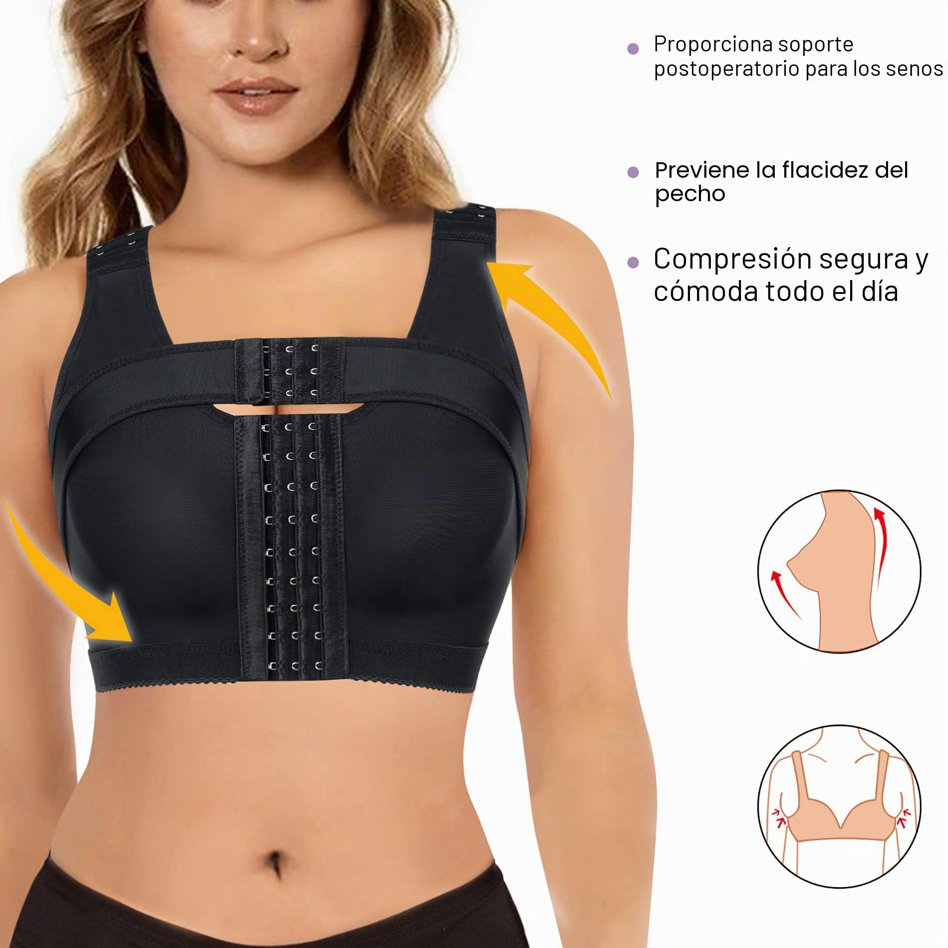 Bafully Sujetador con Cierre Frontal para Mujer, Corrector de Postura posquirúrgico, Blusas Moldeadoras con Banda de Soporte para el Pecho