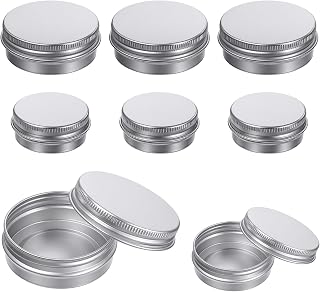6pcs Lip Balm Tins Small Tins with Lids Round Metal Aluminum Tin Containers | 0.5oz 1oz Small Tins with Lids Silver Refillable Metal Containers Empty for Lip Balm, Cream, Cosmetics, Travel Sample Jars