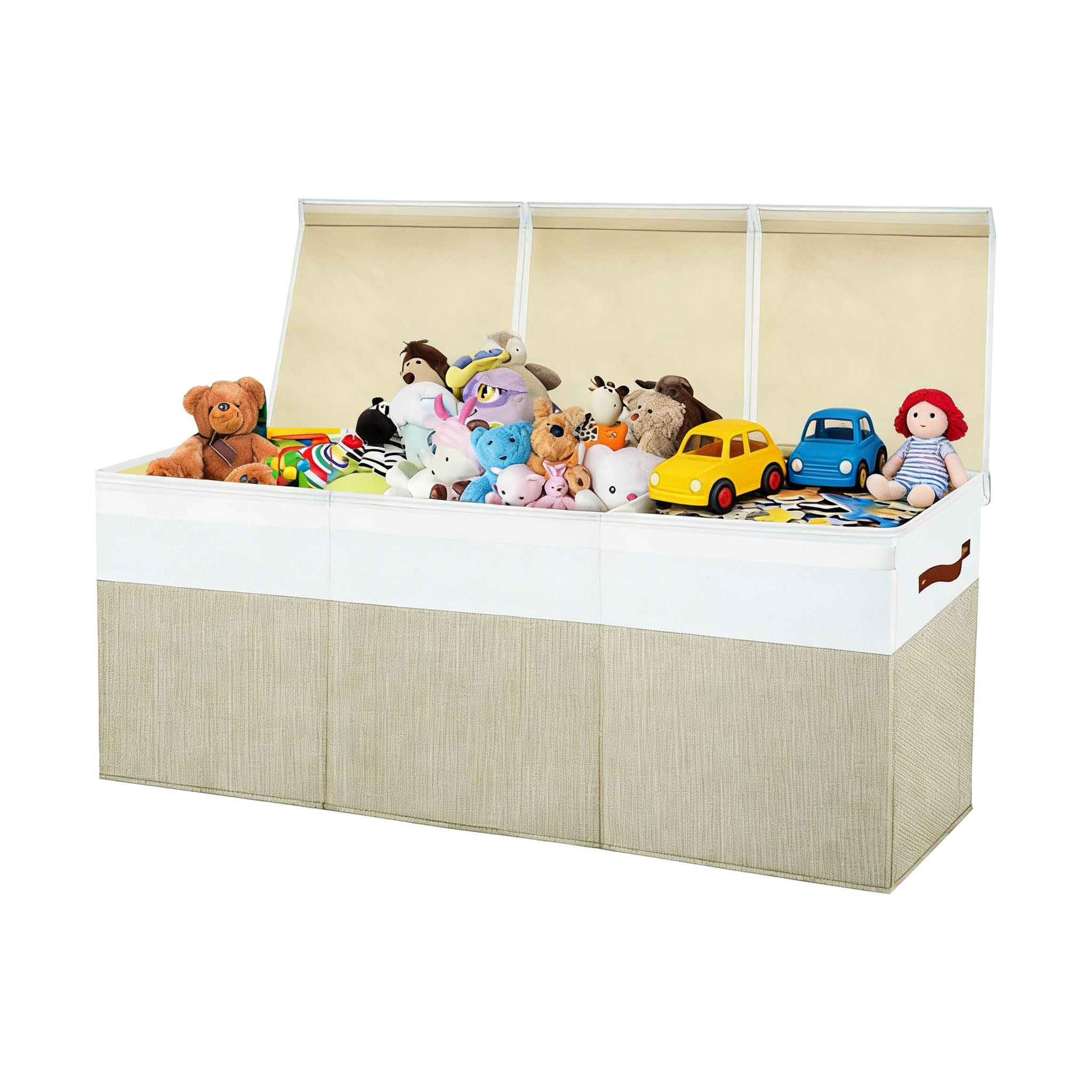 YWLUUOO Safe Children ' s Toy Organizers Bin Removable Dividers 150L Volumes Foldable Design Space Saving Storage Heavy Duty Toy Storage Container Foldable Cover