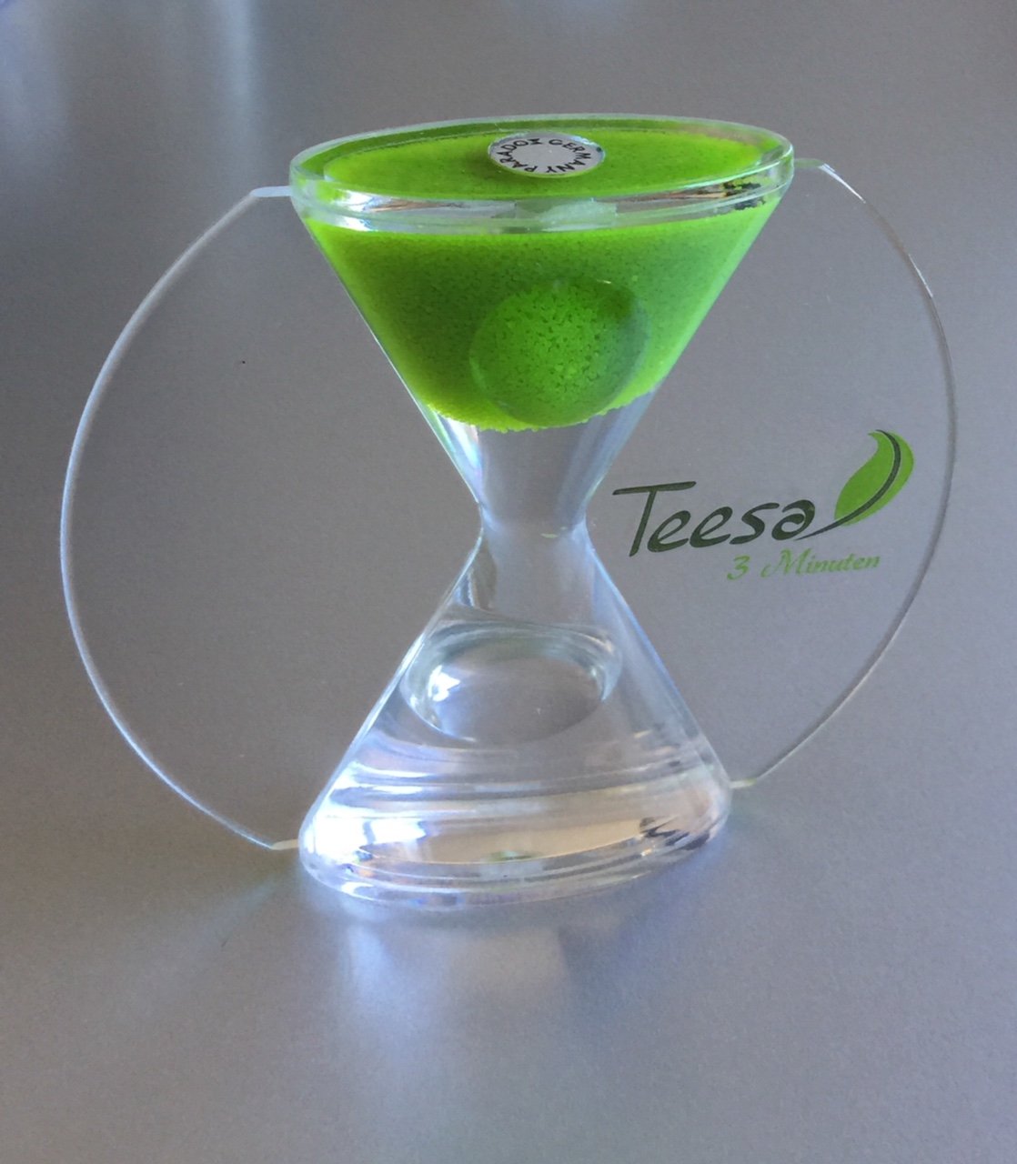 Tea hourglass - tea timer - egg timer - 3 min - acrylic - magnifying glass