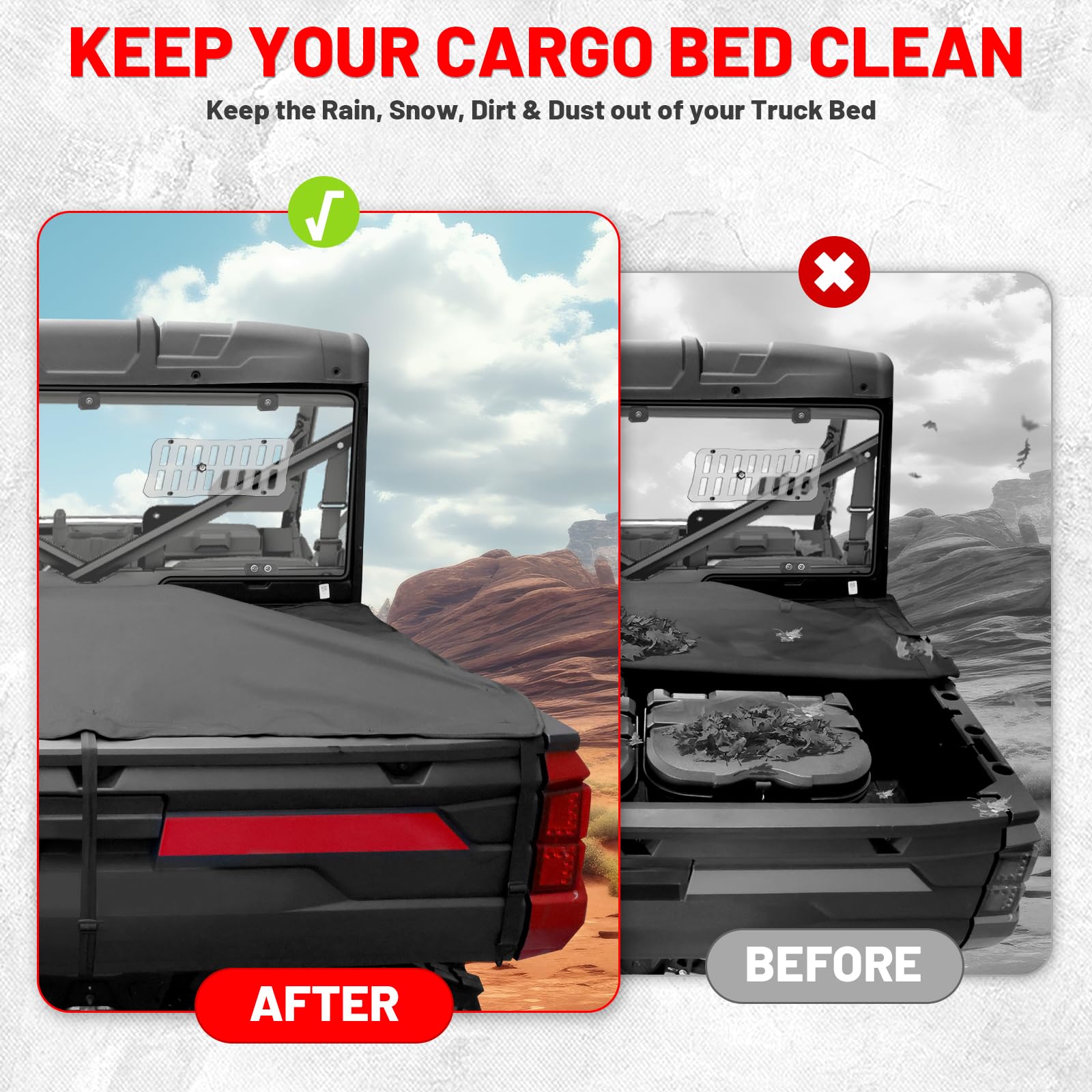 StarknightMT Funda para cama de carga, duradera, ajustable, impermeable, compatible con Polaris Ranger XP 1000/Crew 2020-2023, Ranger XP 900/Crew 2013-2019, Ranger XP 570/Crew 2016 Tonneau Cargo Cover