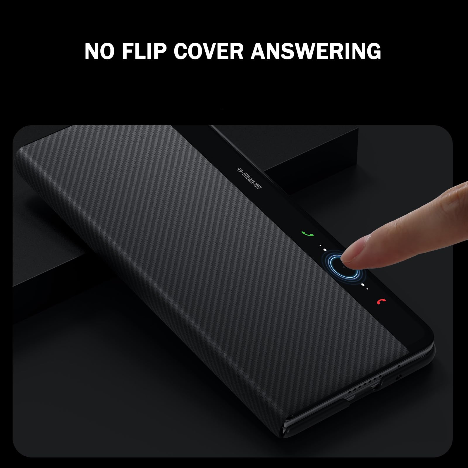 Skórzane etui do Huawei Mate X6, magnetyczne etui z teksturą włókna węglowego, funkcja widoku okna, ochrona całego korpusu, etui biznesowe, czarne, Mate X6