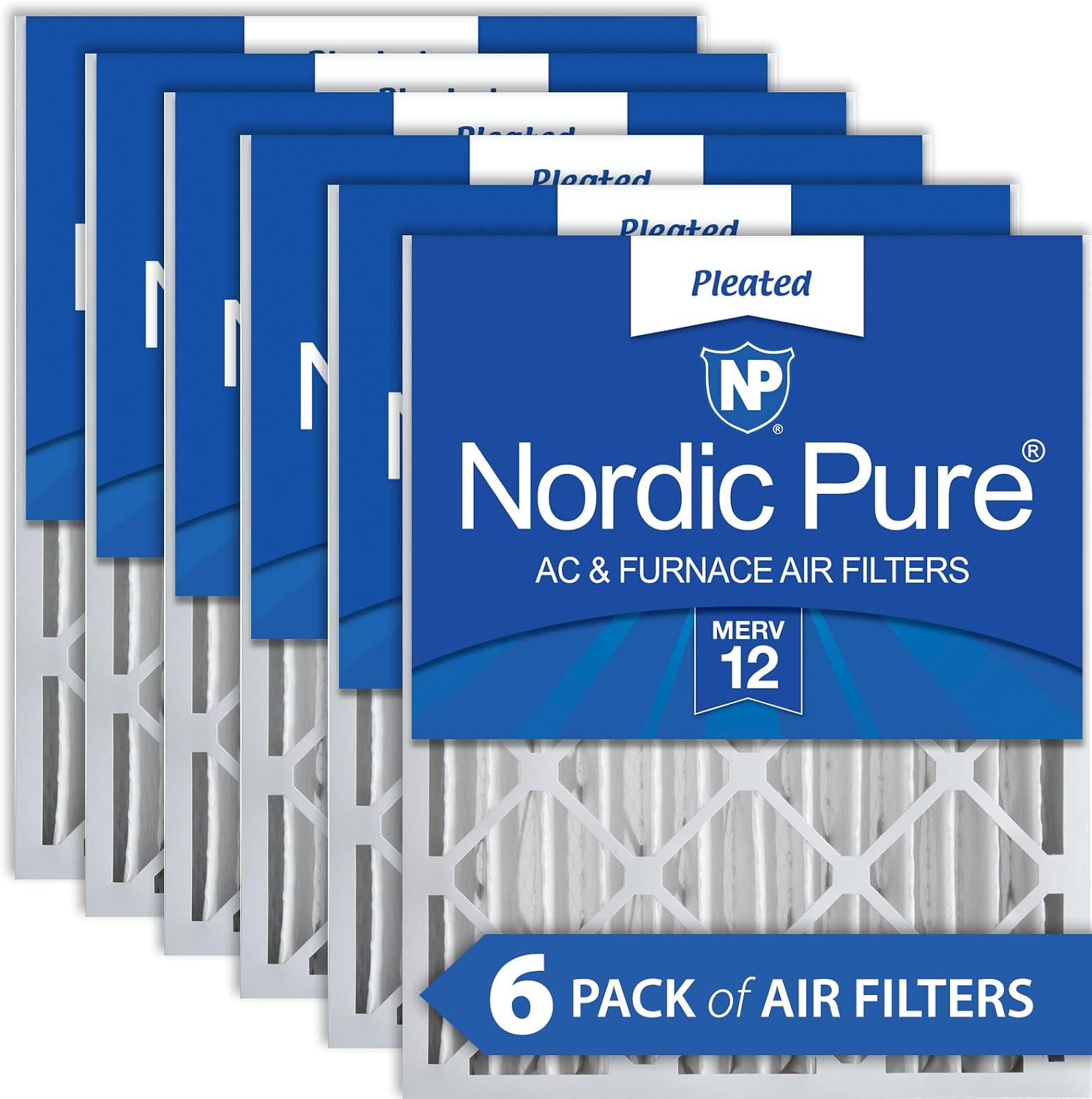 Nordic Pure 20x25x4 MERV 12 Pleated AC Furnace Air Filters 6 Pack