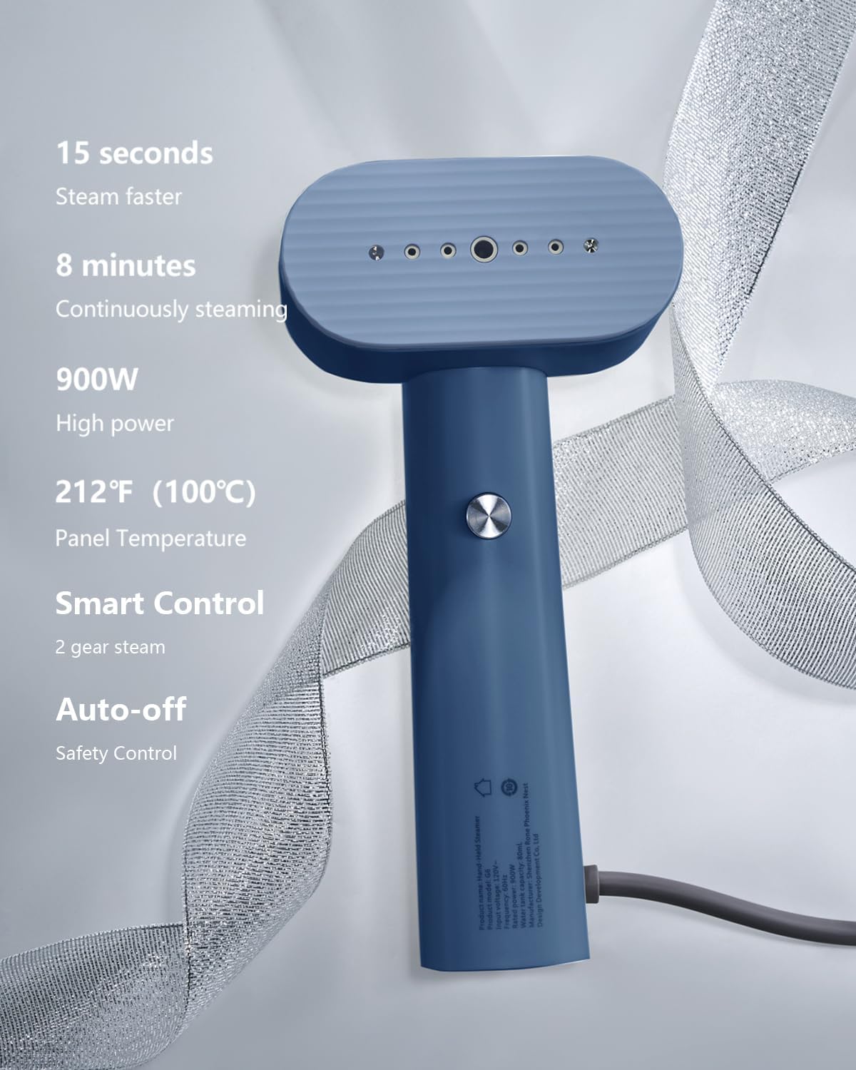 G6 Pro Smart Handheld Steamer for Clothes – Global Voltage Adaptation(100-240V), Palm-Sized & Lightweight (0.8lb), Easy Wrinkle Remover, Auto Shut-Off, Travel & Home Double Use(Blue)