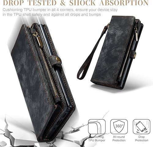 Miniatura 6 de Asuwish Funda de teléfono para Samsung Galaxy Note 10 Glaxay Note10 5G con cremallera, funda desmontable con protector de pantalla de vidrio