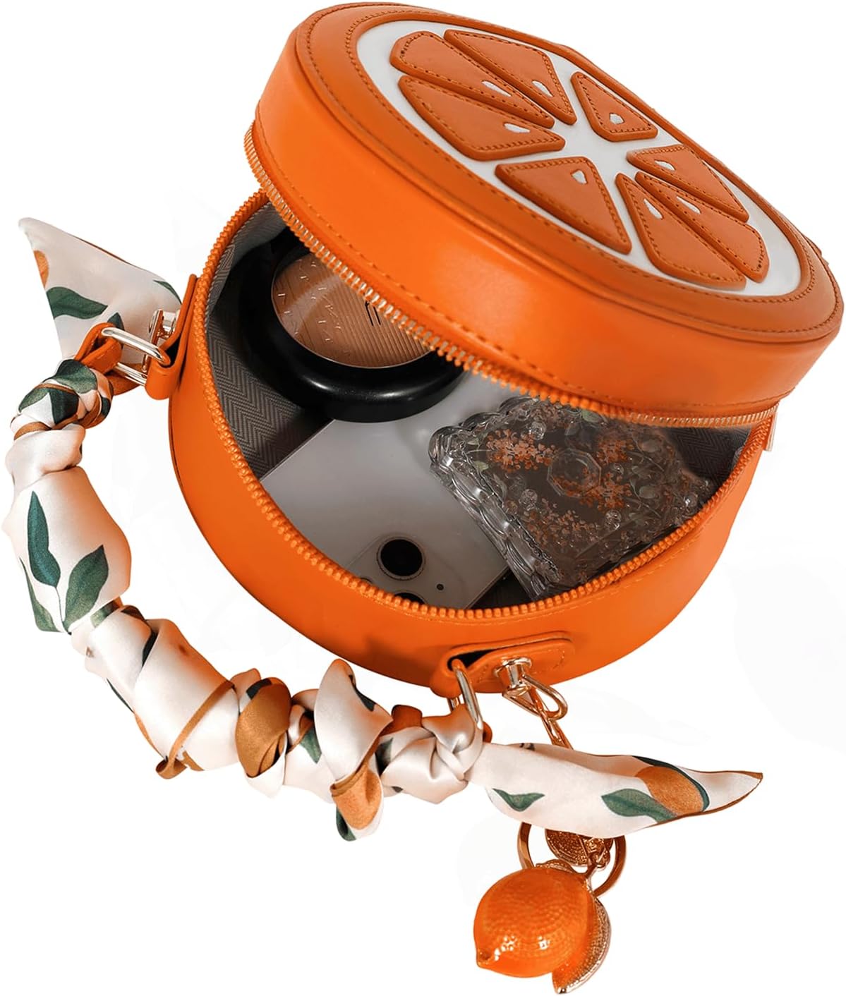 Lemon Purse Cute Fruit Shaped Bag with Charm Scarf 3Pcs Fun Novelty Crossbody Shoulder Handbag Top Handle Clutches for Women - Image 3