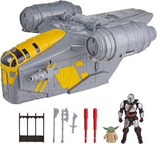 STAR WARS ActionVerse Mandalorian Razor Crest Playset | 2-in-1 Vehicle & 14-Inch Playset, Mandalorian & Grogu Action Figures, Toys for Boys & Girls Ages 4+