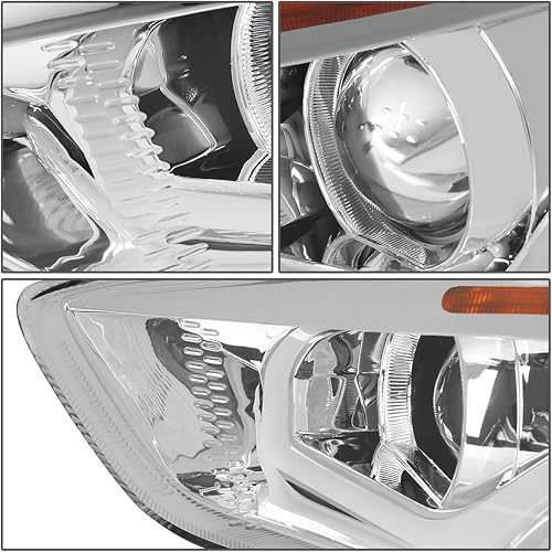 Miniatura 4 de DNA MOTORING HL-HPL-LED-FF16-BK-CL1 - Faros delanteros negros con doble U-Halo DRL de repuesto para enfoque 15-18