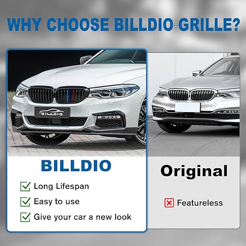 Miniatura 29 de Rejilla frontal F10 para riñón con doble listón, color negro brillante, compatible con BMW Serie 5 2010-2017, F10, F11, F18, Sedan 520i, 528i, 535d