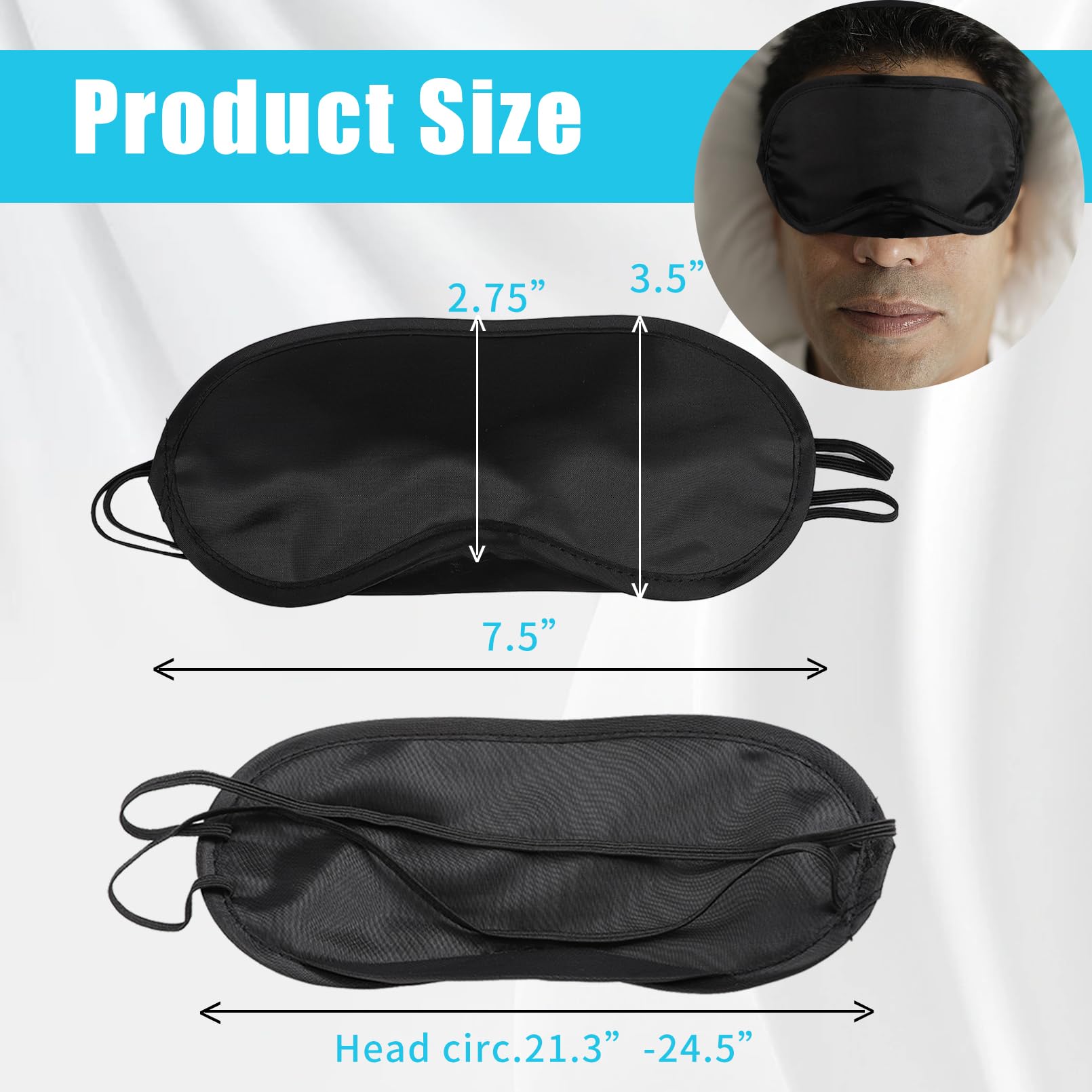 Dyrfolm 30 Pcs Blindfold Eye Cover Sleep Mask,Soft Eye Mask,Sleep Mask with Nose Pad and Elastic Strap,Blindfold Sleeping Masks for Travel Sleep Games Party(Black)