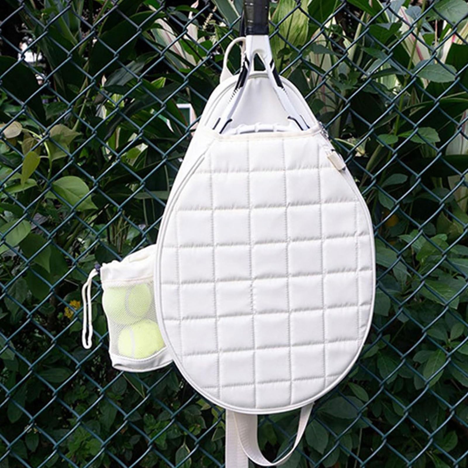 Genérico Tennisschläger für Damen, Tennisschläger mit gepolstertem Gurt | und Hakengriff, bedruckte Schultertasche mit Brustgitter, wasserdichte Tennistasche
