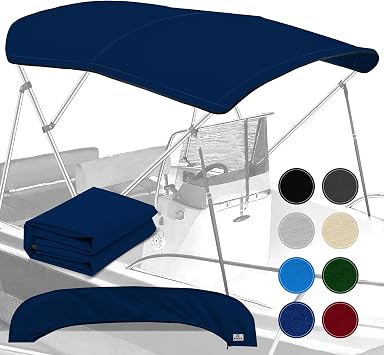 Universal 3 Bow Bimini Top Replacement Canvas, Bimini Top Canvas Only with Zip-On Storage Boot, 900D Marine Grade, Waterproof, Fadeproof Sun Shade Boat Canopy, No Frame, 67-72" W, Navy Blue