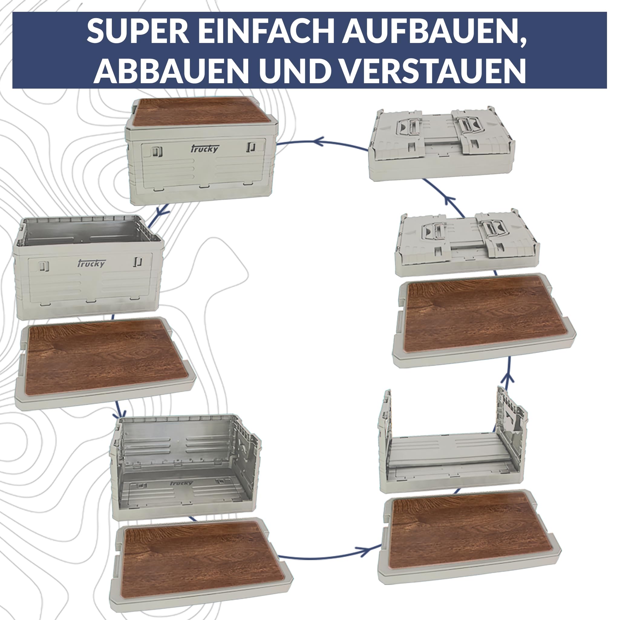 Trucky Storage Box Camping Klappbox Klappkiste Aufbewahrungsbox mit Deckel