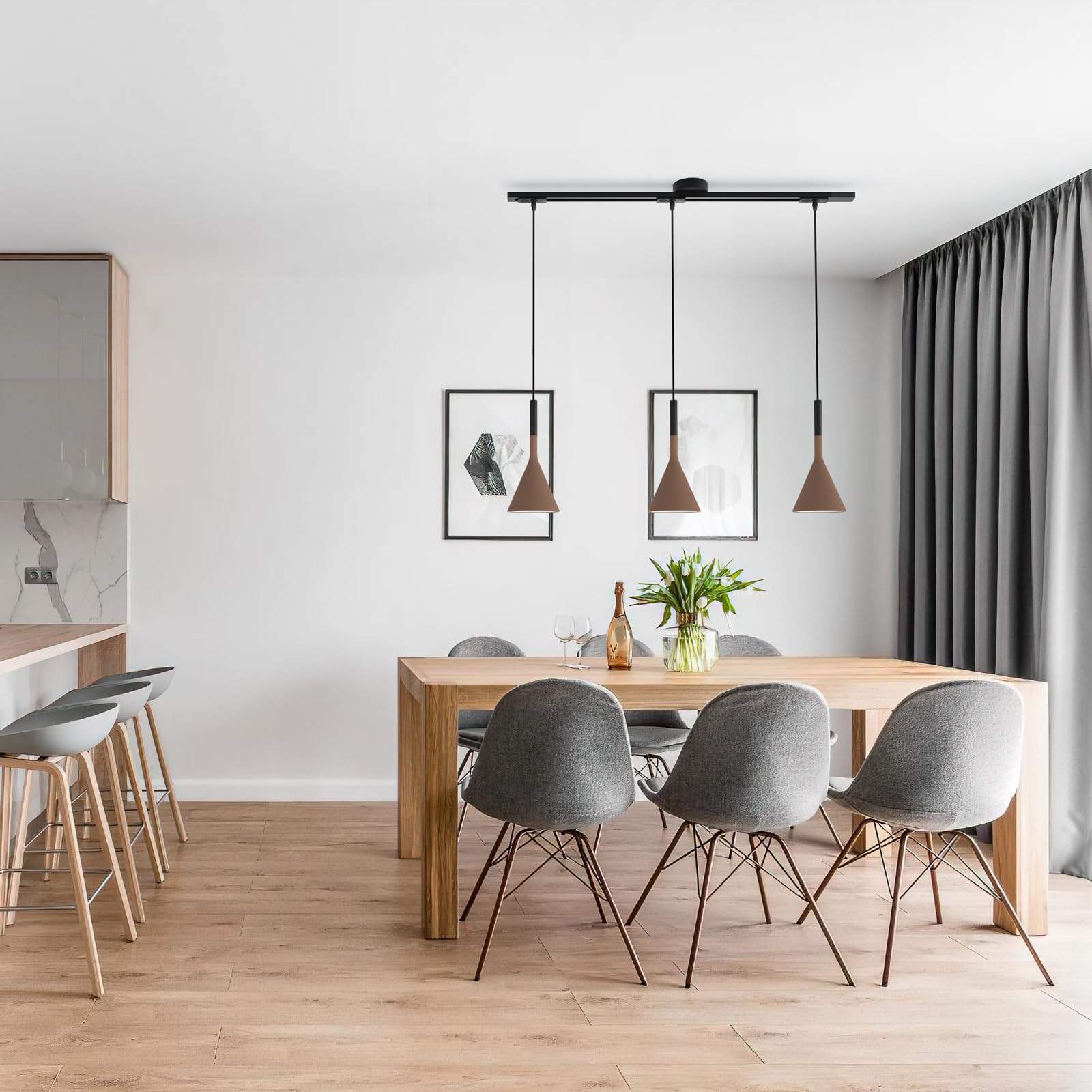 Rail de Plafond pour Lampe, Rotation à 360°, Position du Lustre Ajustable, Installation Multiple pour Lustre d'Intérieur, Vertigo, etc. (Contient 3 En-têtes de Piste)
