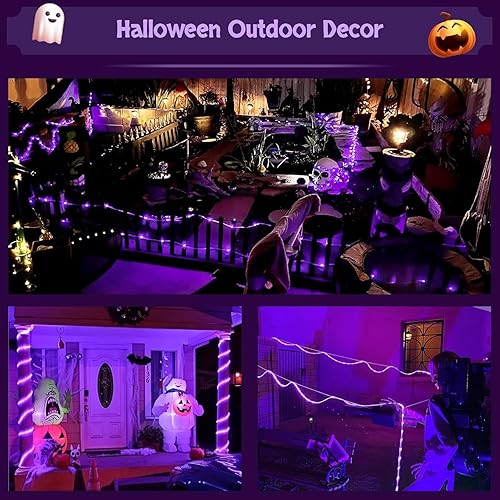 Vista 70 de JMEXSUSS 100 luces LED de Navidad, funciona con pilas, luces impermeables para exteriores, 33 pies, 8 modos, funciona con pilas, con control remoto