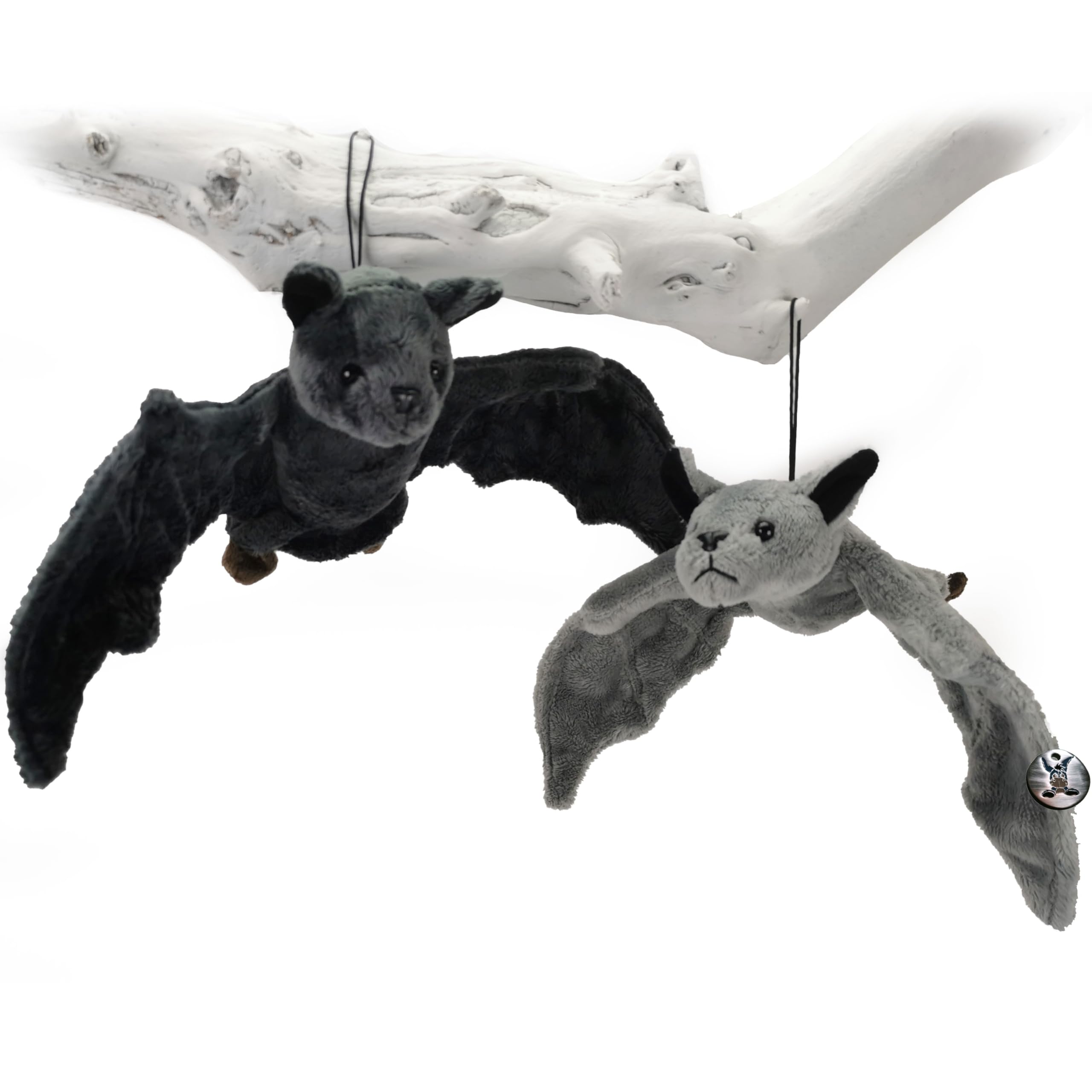 Doudou chauve-souris en peluche gris clair et foncé pour bébé