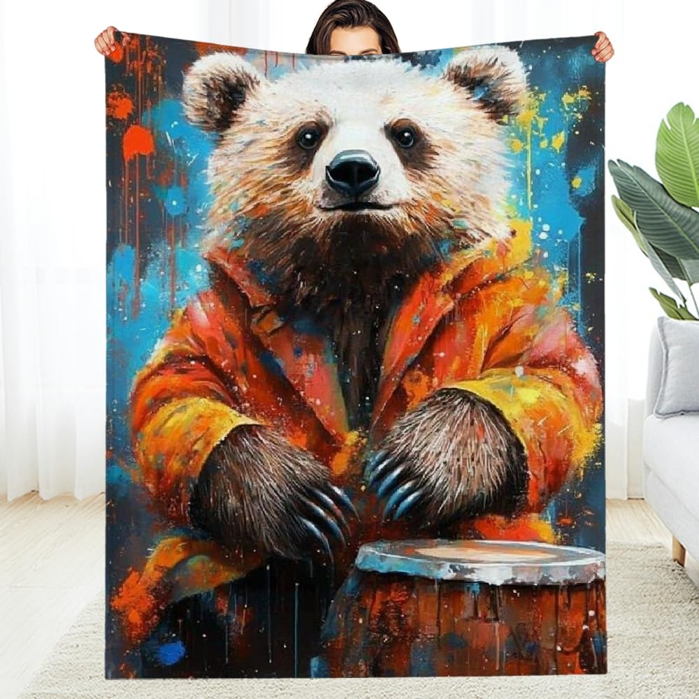 Couverture en flanelle ours 40x50 pouces douce pour canapé et lit