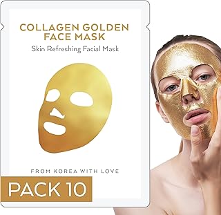 Korean Collagen Face Mask 10 pack - 24K Gold Face Mask Skin Care - Premium Alternative to Korean Sheet Masks - Deep Collag...