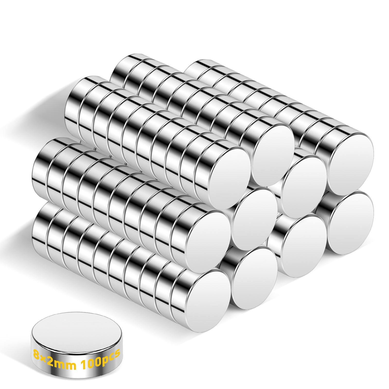 Wukong 8×2mm Small Strong Magnets, 100 Pack Mini Magnets for Crafts, Fridge Magnets, Tiny Magnets for Whiteboard, Notice Board and Ofiice
