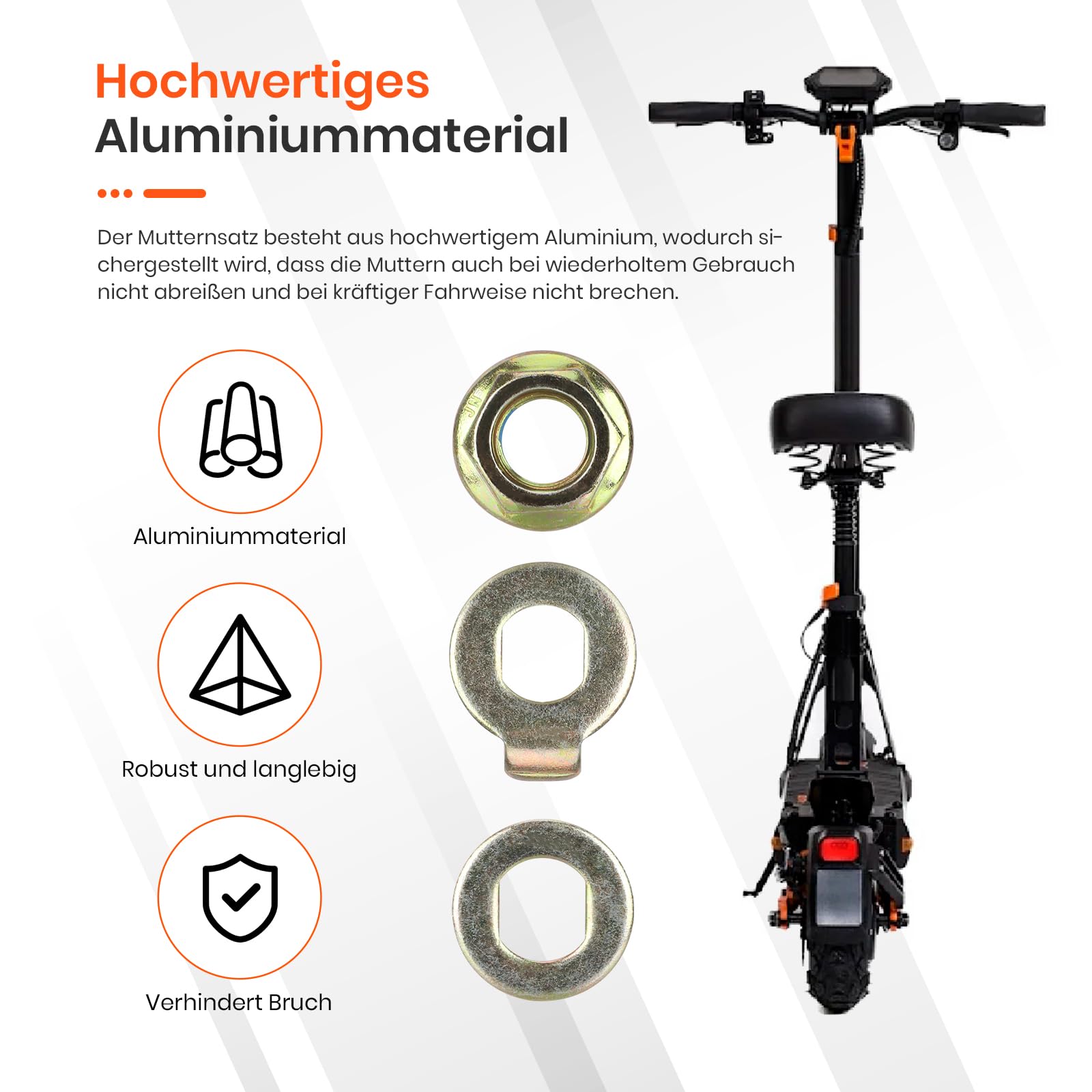 Tornillos de tuerca fijos Kukirin G2 Pro 14 mm acero inoxidable