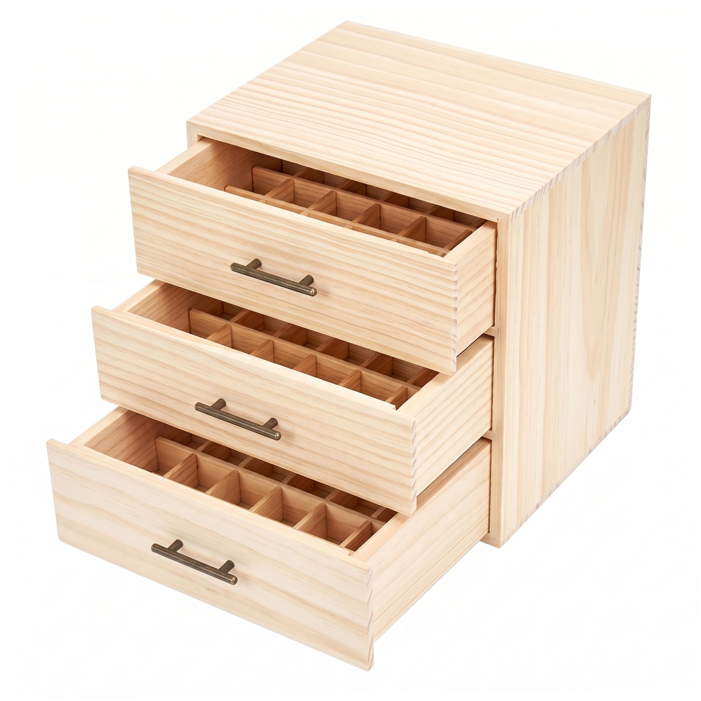 Hotainoys 90-slot Essential Oil Storage Box, 3-tier Wood Essential Oil Holder For 5-15ml Bottles & 12ml Rollers storage