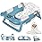 MoreFeel Collapsible Baby Bathtub for Newborn with Thermometer & 1 Hooded Towel & 1 Soft Floating Cushion,Portable Travel Bathtub with Drain Hole, Durable Foldable Baby Tubs for Infants to Toddler