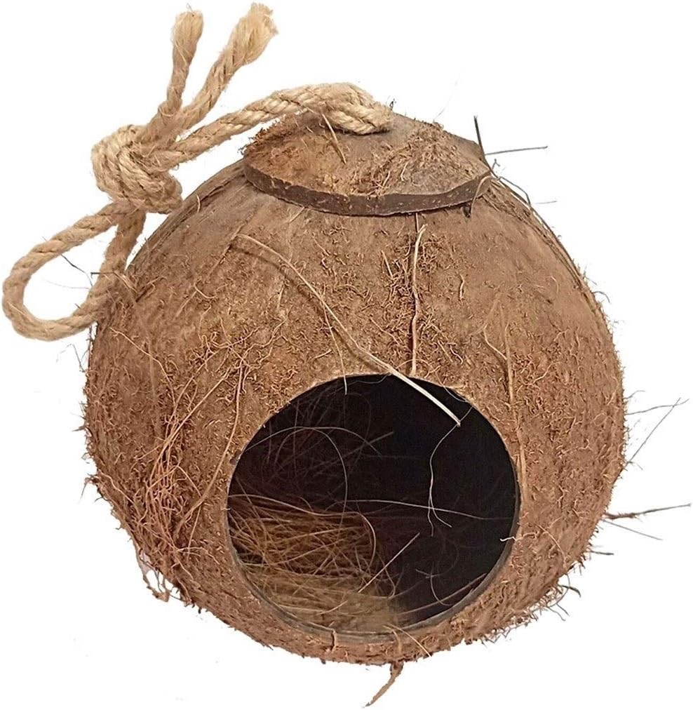 Bird Cage Coconut Shell Bird Cage Outdoor Garden Decoration Creative Warm Small House Decoration for Lovebirds Finches Parrotlet Bird Cage (D)
